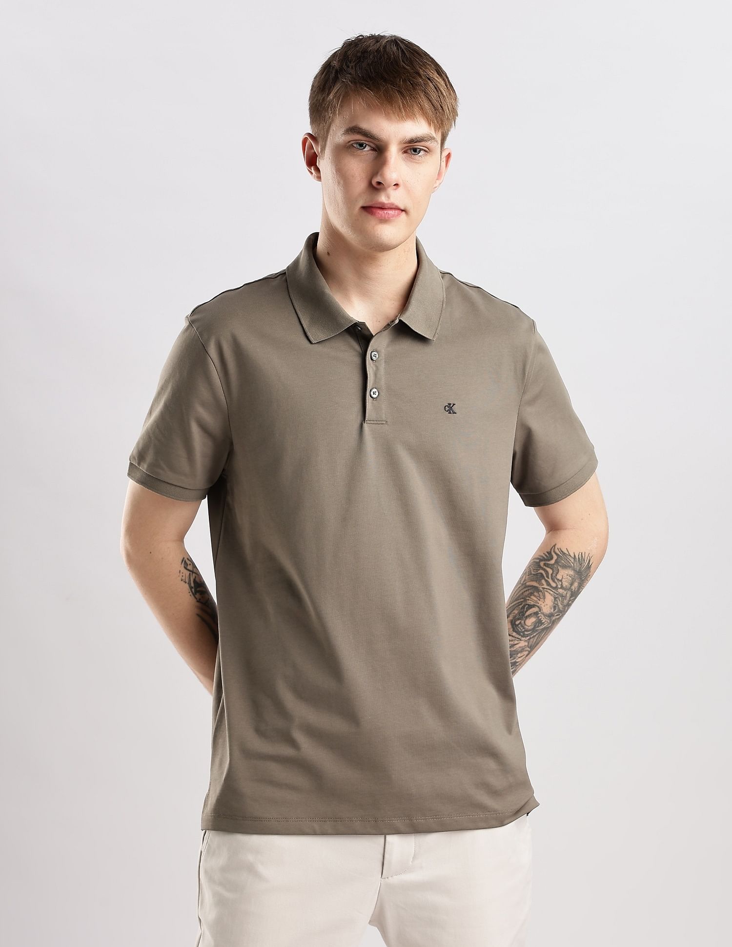 Calvin Klein Jeans Solid Regular Fit Cotton Polo Shirt
