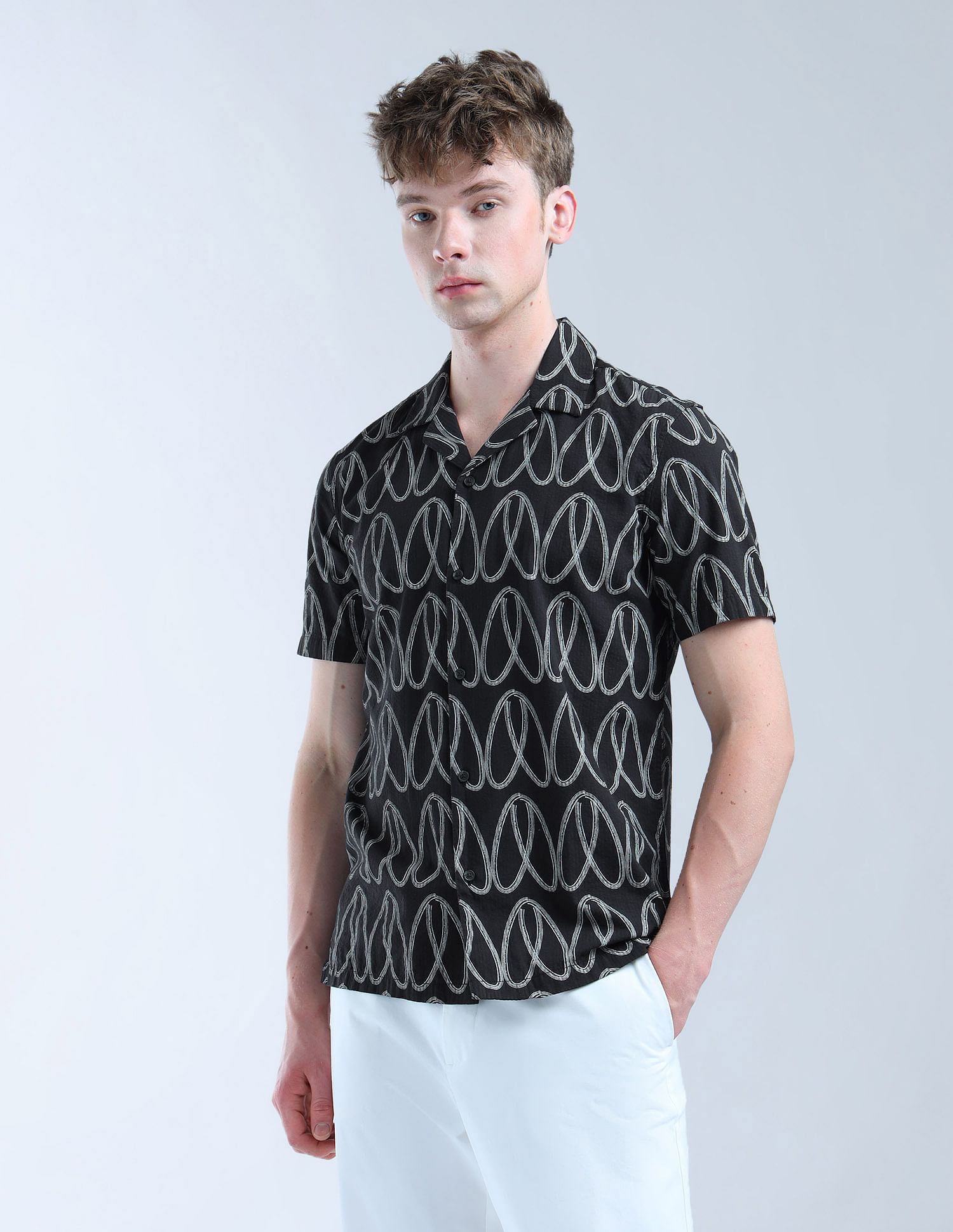 Flying Machine Geometric Printed Color Of Home Shirt