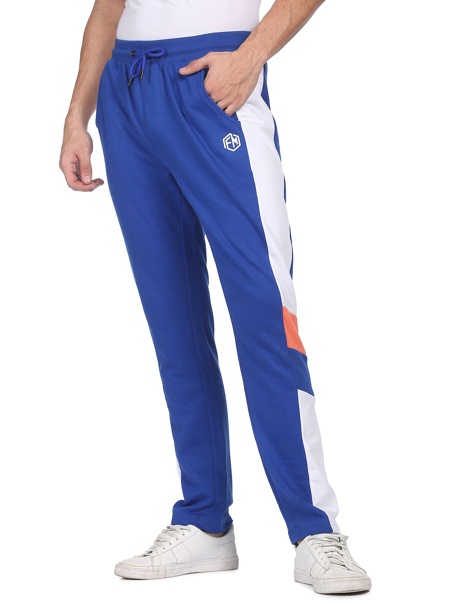 Buy Navy Blue Narrow Fit Track Pant with White Stripe for Men Online at  Best Prices in India  RR Sportswear