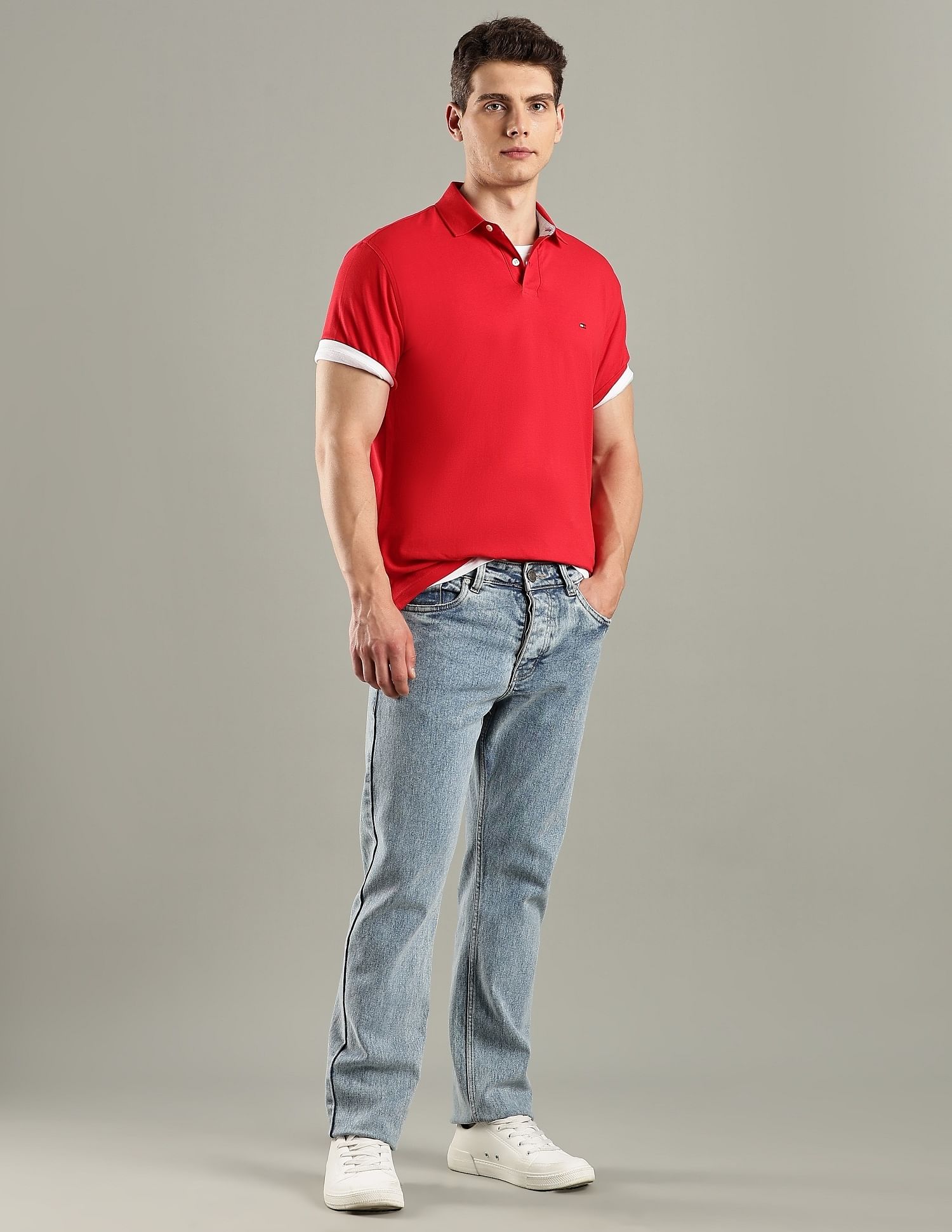 Tommy Hilfiger Solid Regular-Fit Cotton Polo T-Shirt