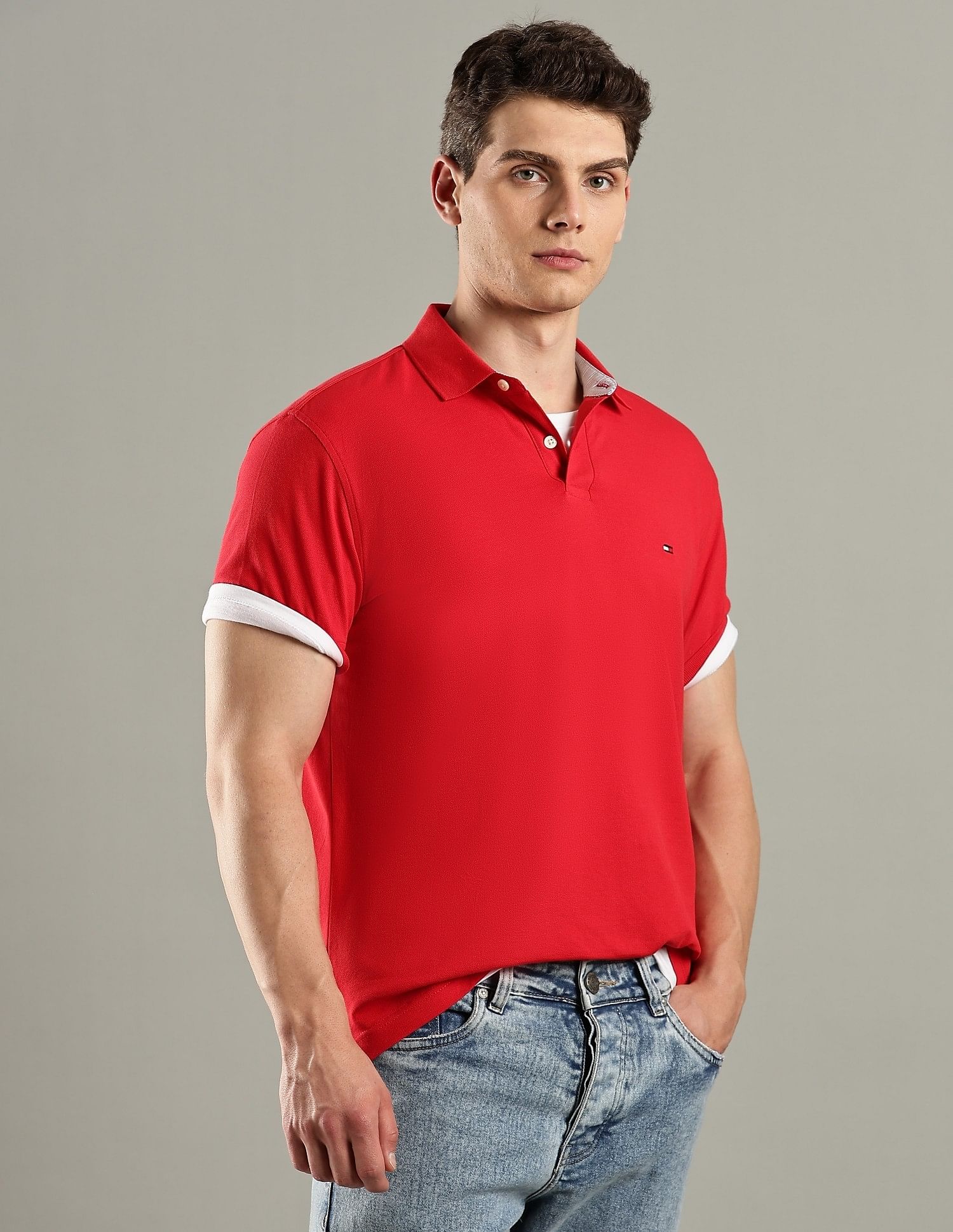 Tommy Hilfiger Solid Regular-Fit Cotton Polo T-Shirt