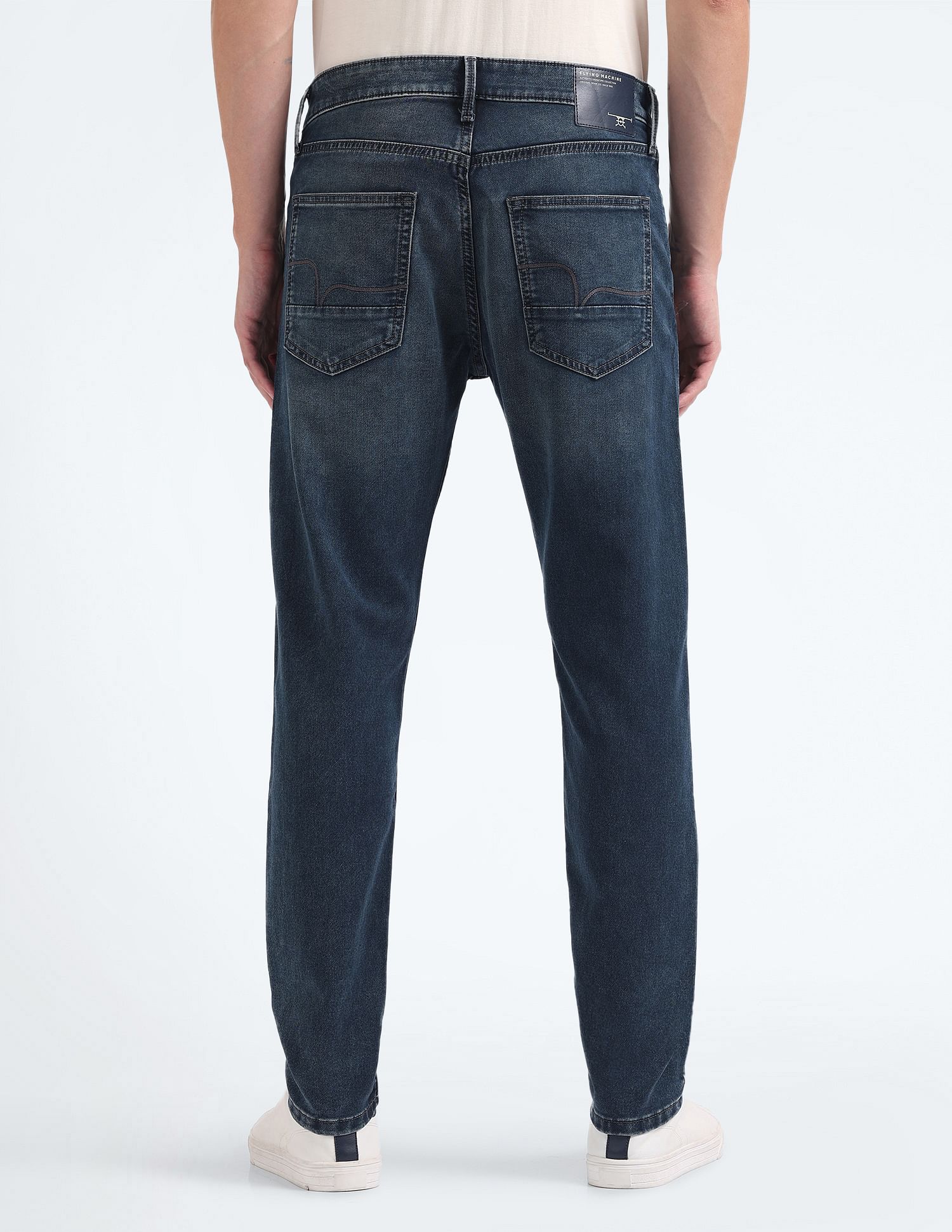 Flying Machine Mid Rise Slash Slim Tapered Jeans