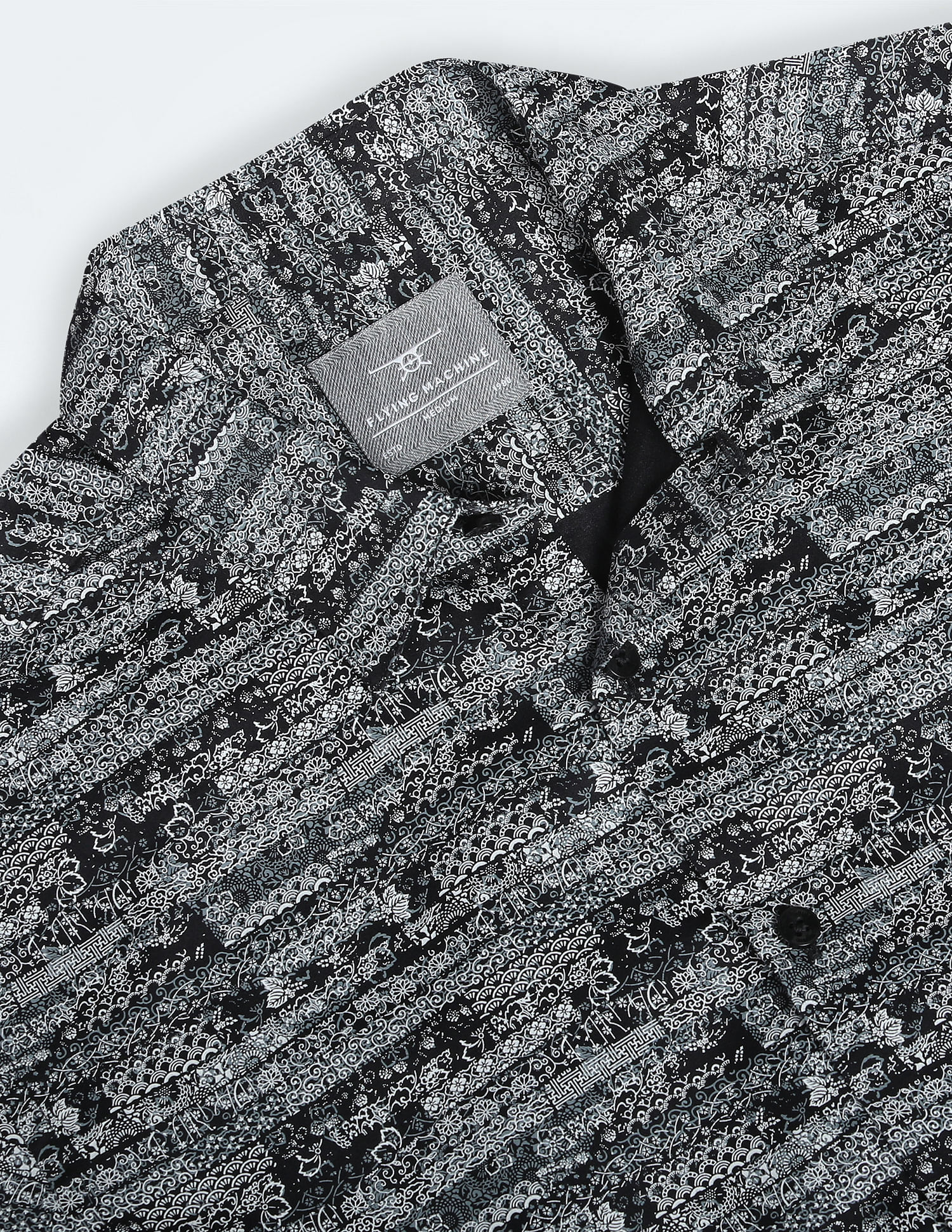 Flying Machine Graphic Print Satin Shirt
