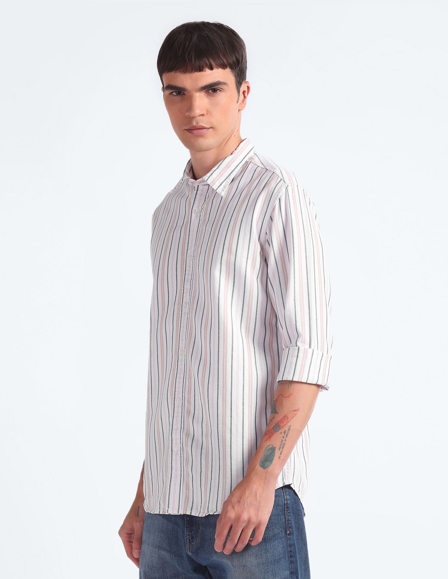 Flying Machine Vertical Stripe Slim Fit Shirt