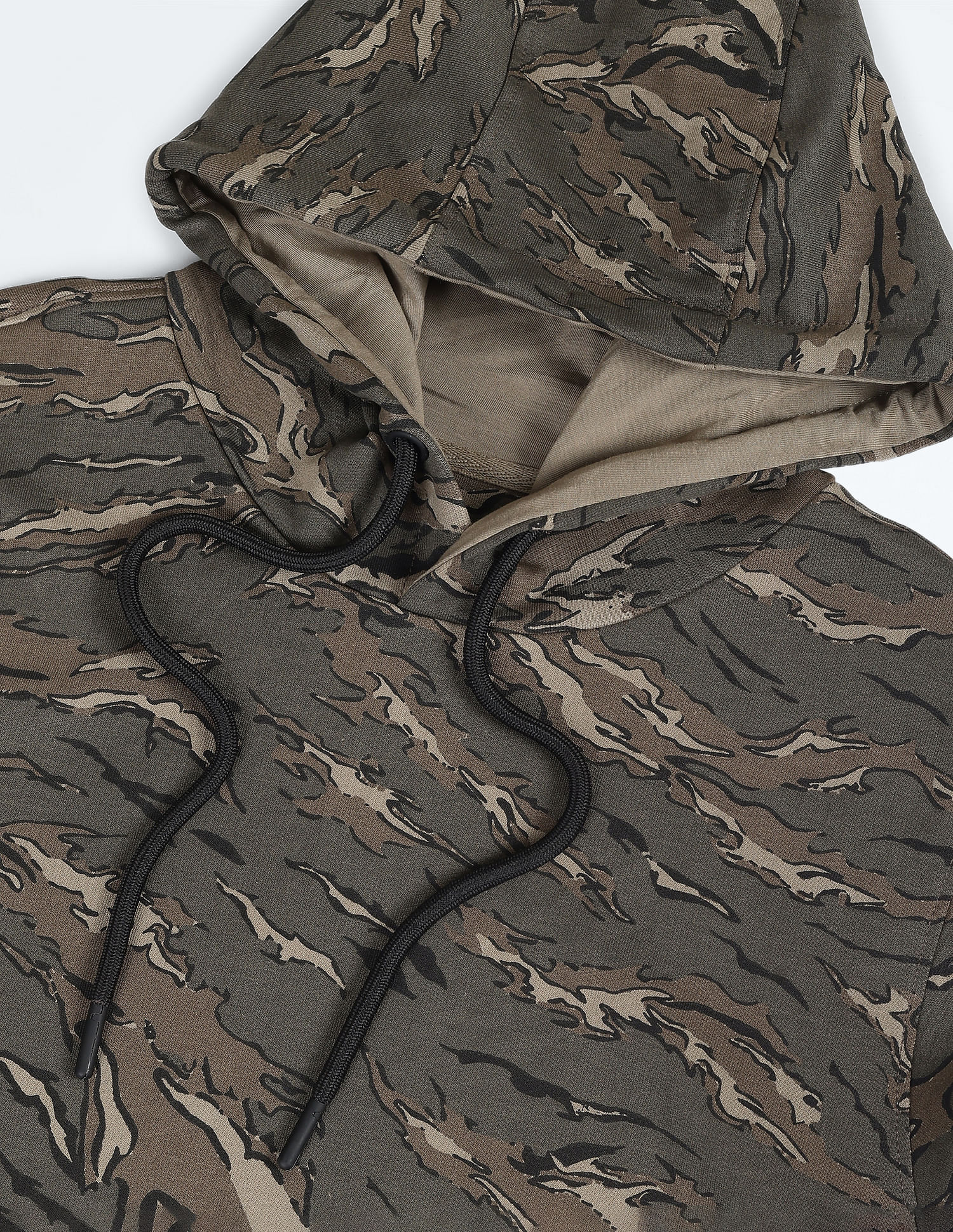 Flying Machine Camouflage Print Hooded Sweatshirt
