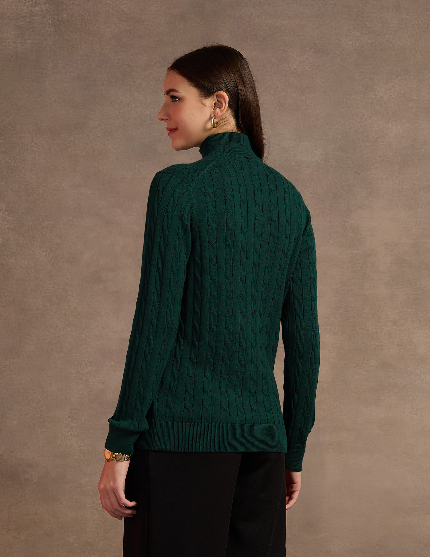 Buy U.S. Polo Assn. Women High Neck Cable Knit Sweater - NNNOW.com