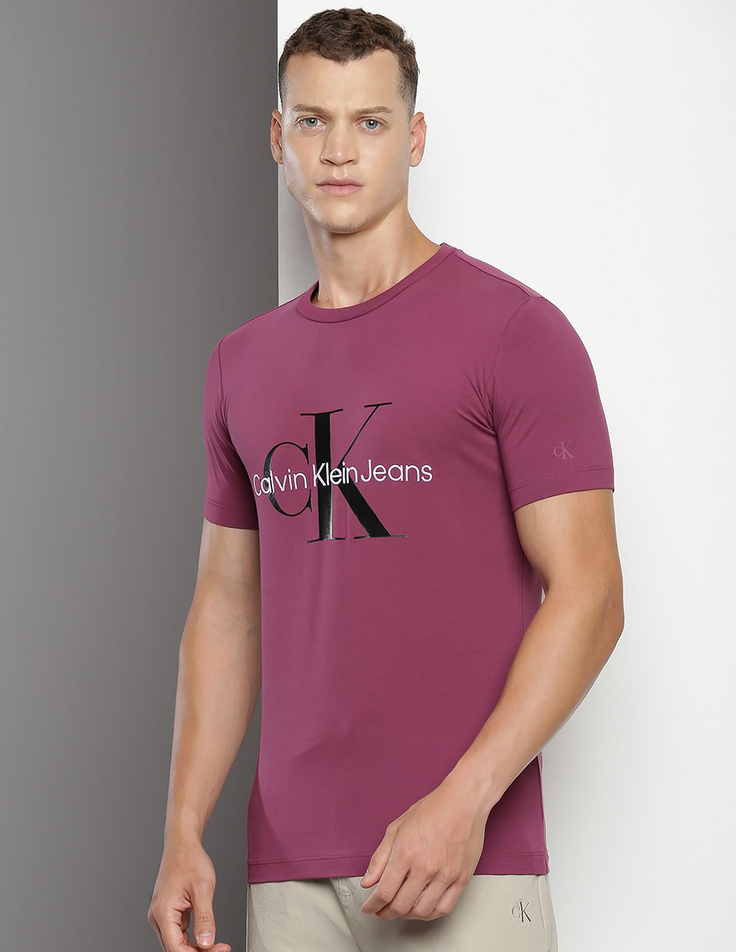 Buy Calvin Klein Brand Print Monogram Seasonal T-Shirt - NNNOW.com