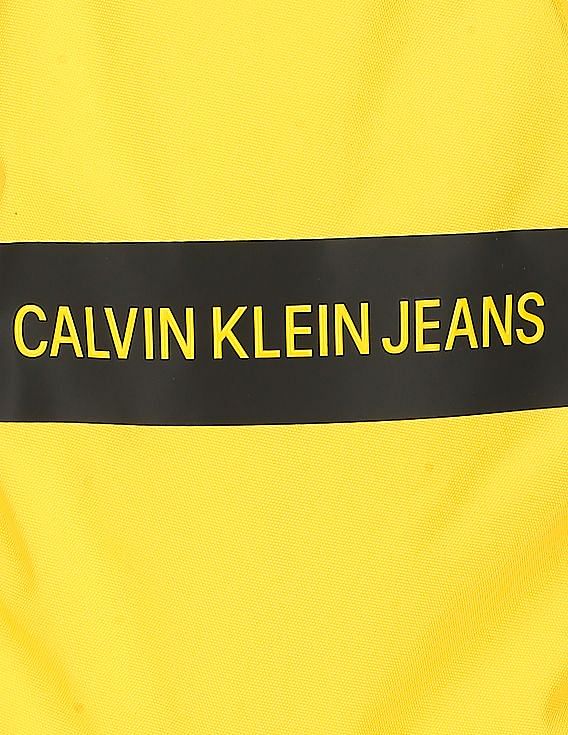 Calvin Klein Men Yellow Brand Print Backpack