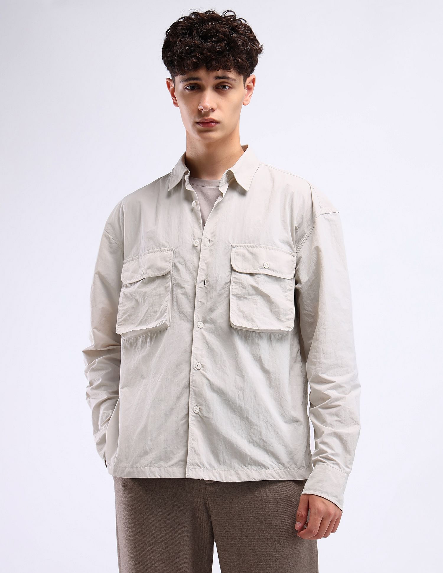 Flying Machine Oversized Utility Cotton Shirt