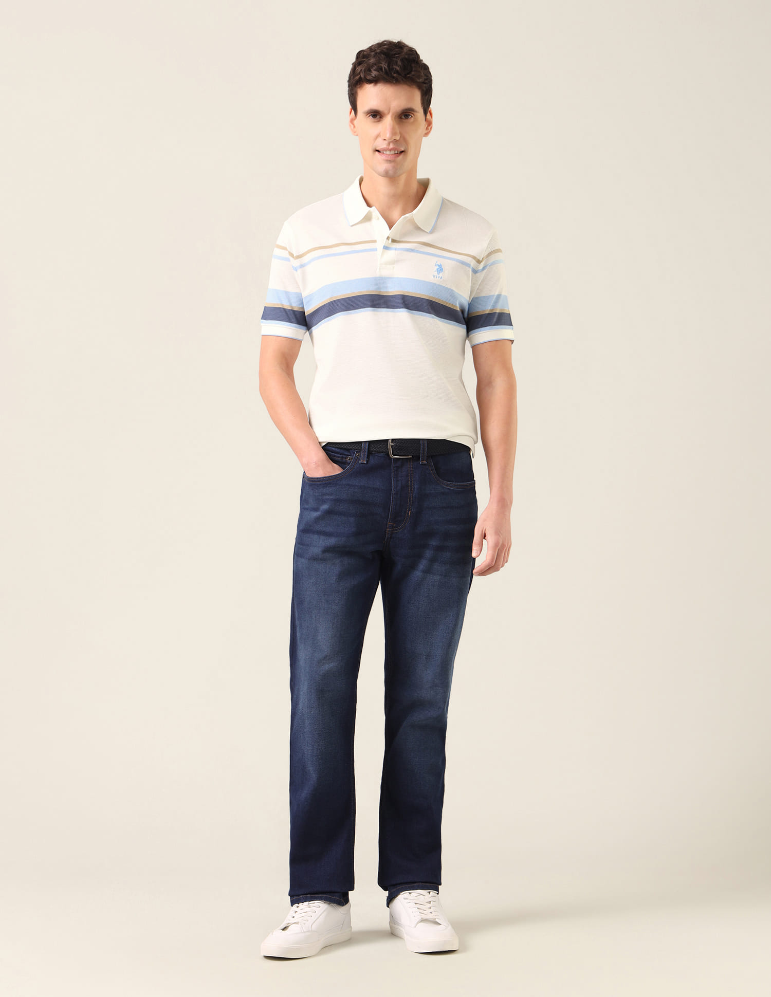 Buy U.S. Polo Assn. Horizontal Striped Slim Fit Polo Shirt - NNNOW.com