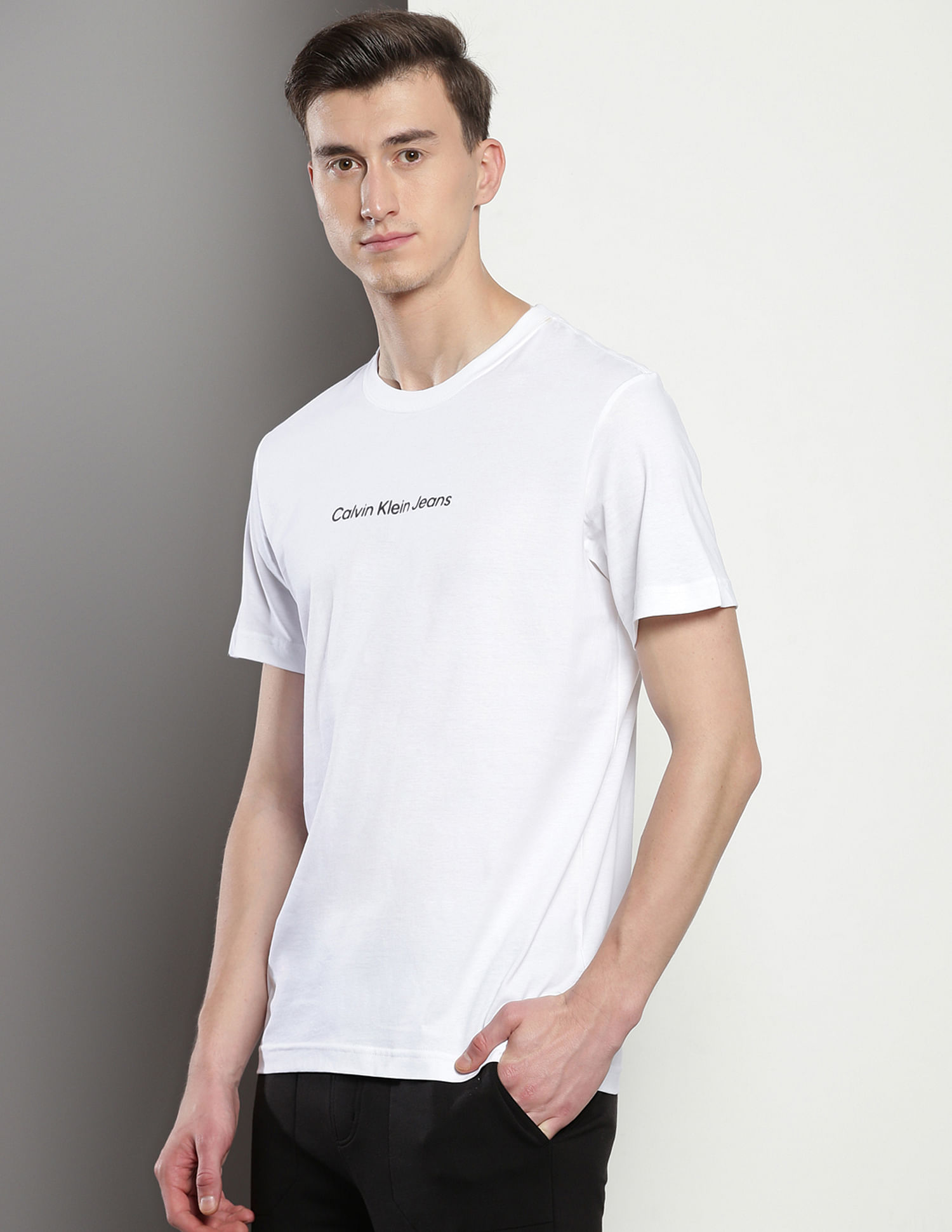 Buy Calvin Klein Mirrored Logo Regular Fit T-Shirt - NNNOW.com
