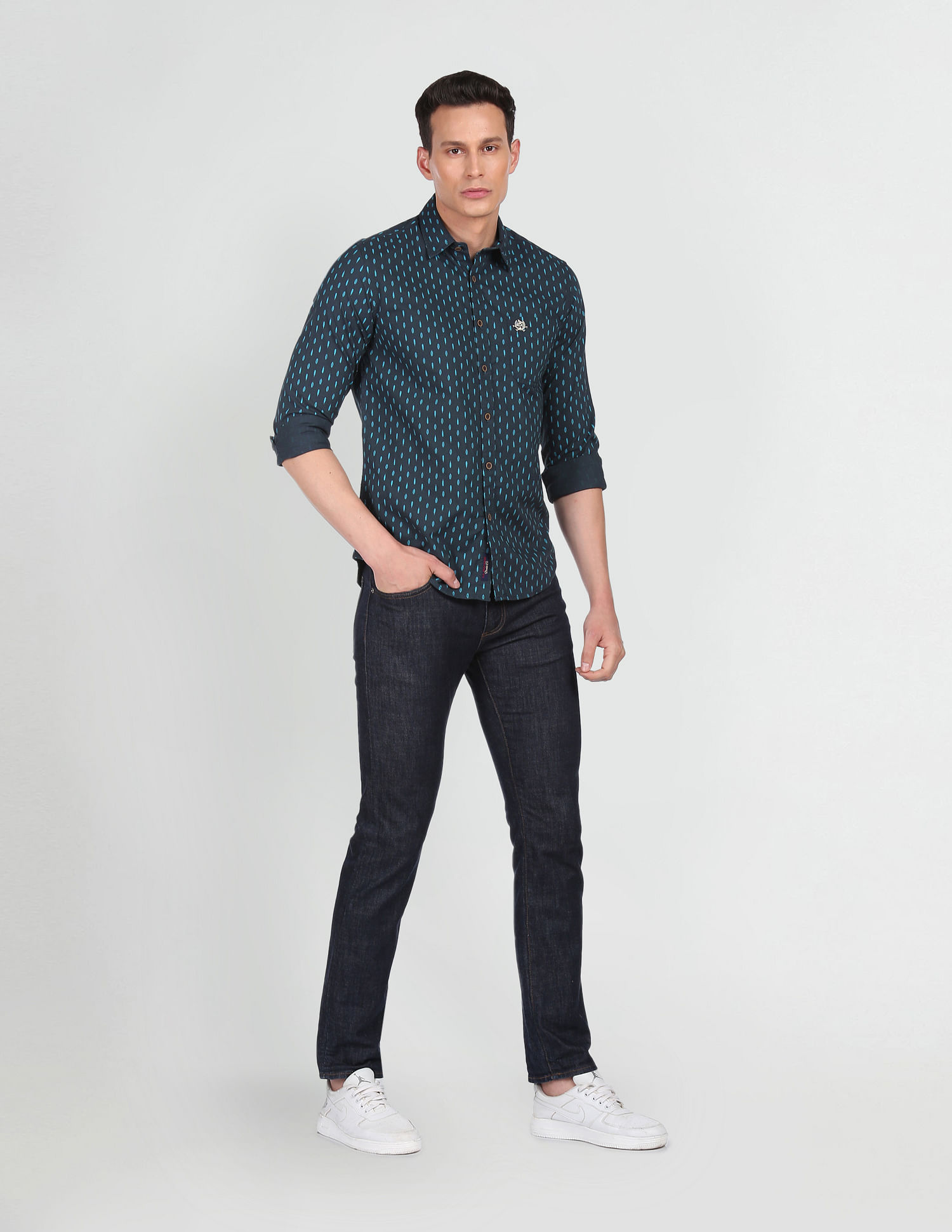 U.S. Polo Assn. Denim Co. Spread Collar Cotton Printed Casual Shirt