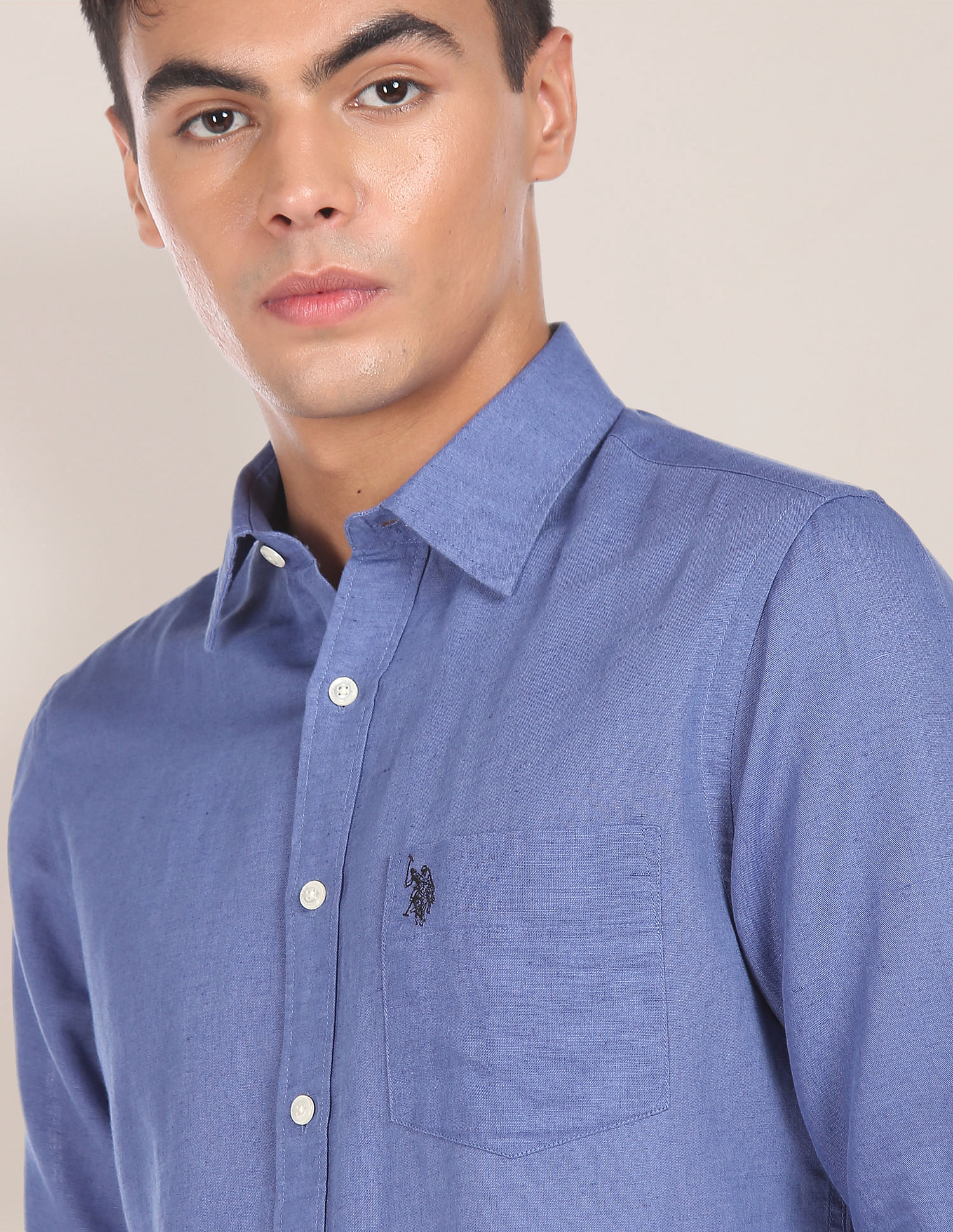 U.S. Polo Assn. Spread Collar Solid Casual Shirt
