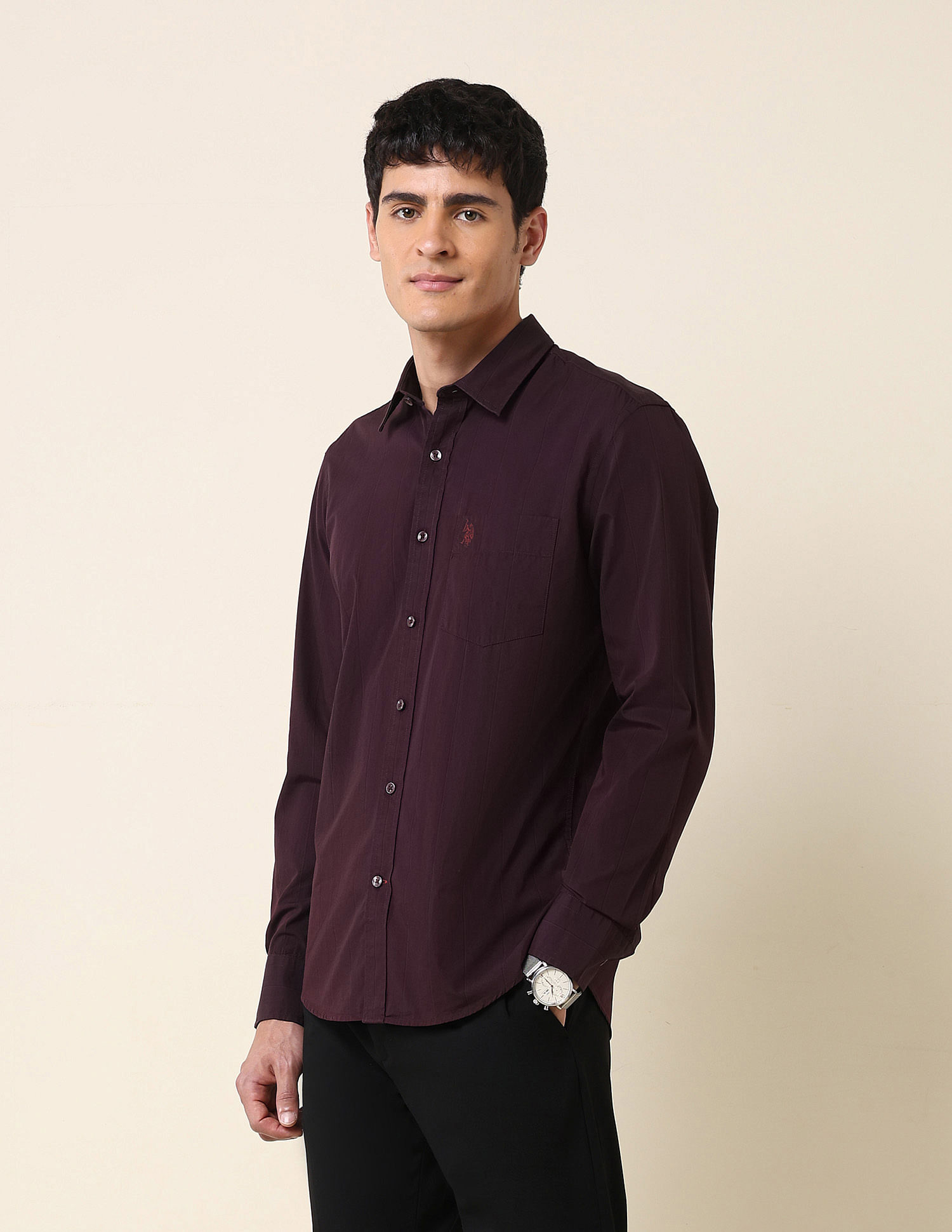 U.S. Polo Assn. Tailored Fit Vertical Striped Shirt