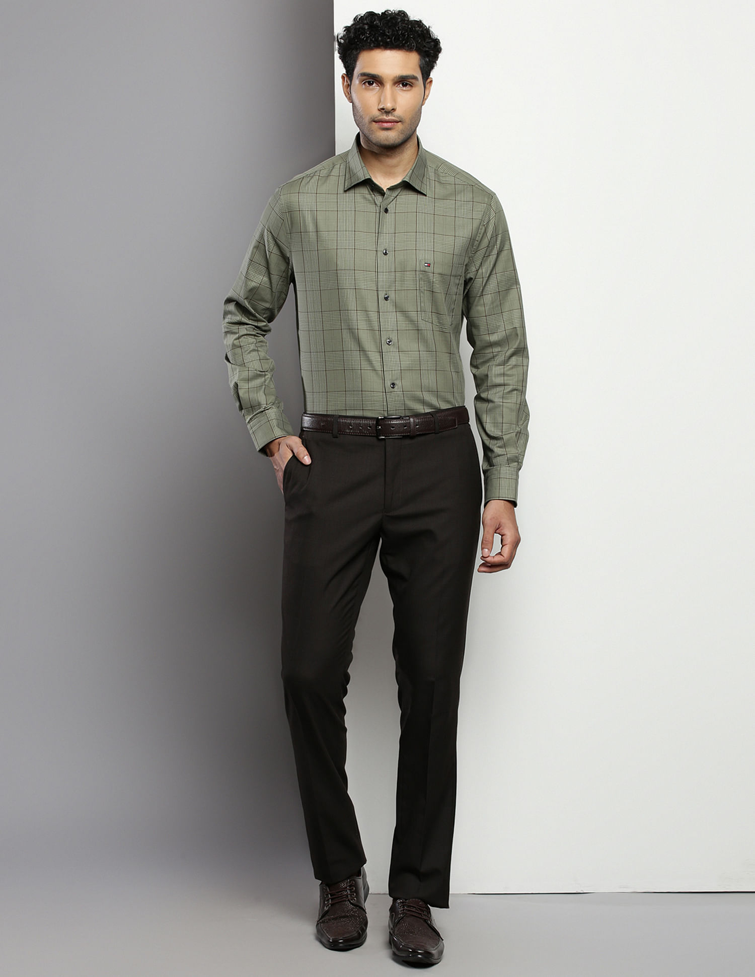 Tommy Hilfiger Cutaway Collar Tartan Check Shirt