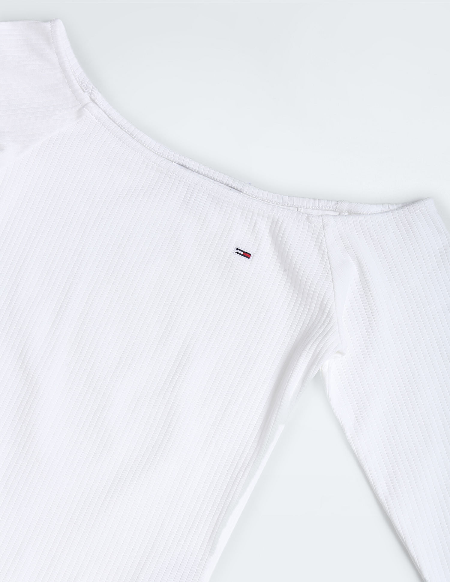 Tommy Hilfiger Slim Fit Ribbed Off Shoulder Top