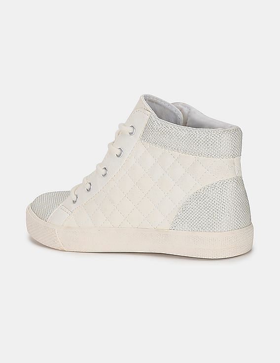 Guess Loven Low Top Quilted Sneakers in White | Lyst
