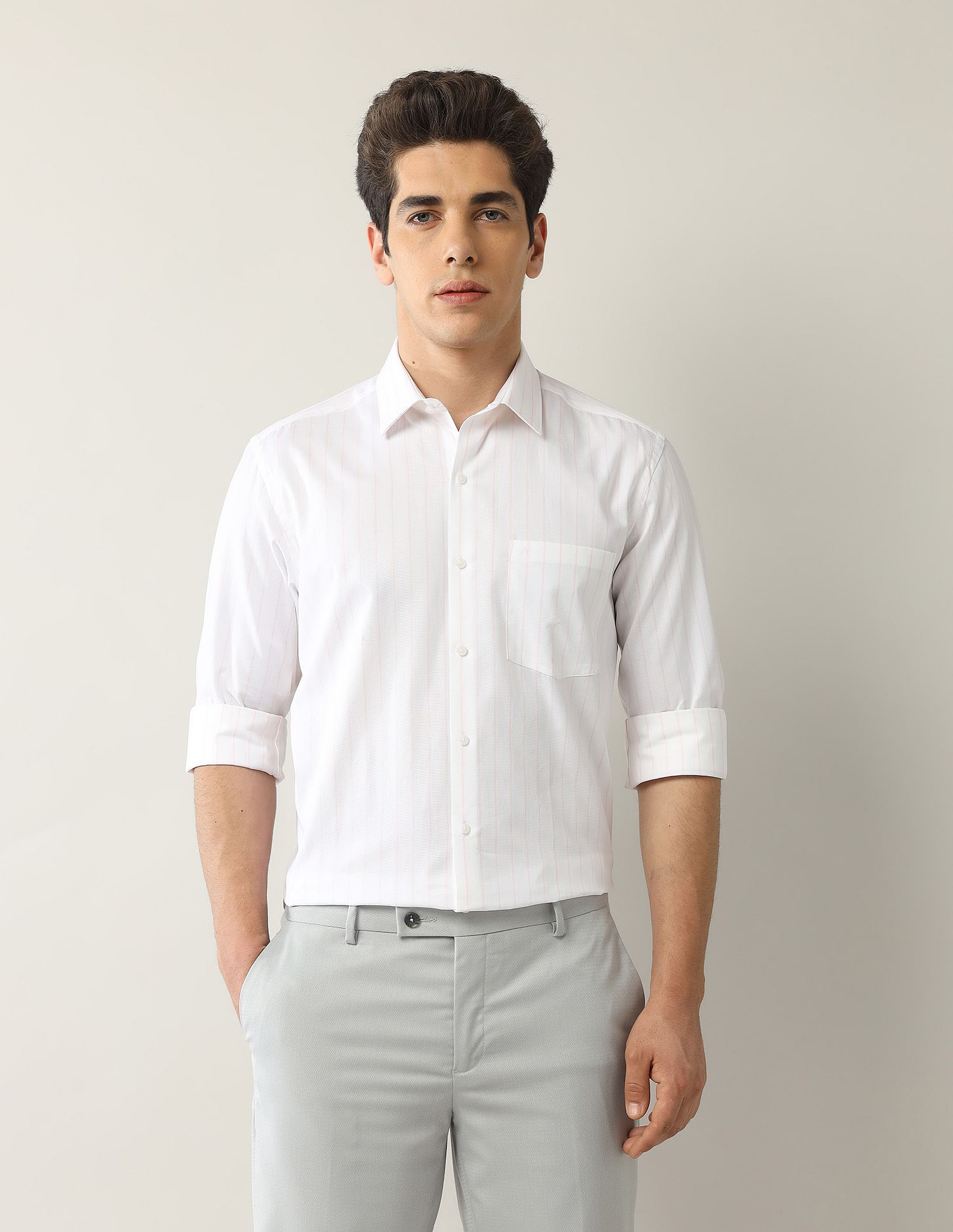 Arrow Liberty Classic Fit Vertical Striped Shirt