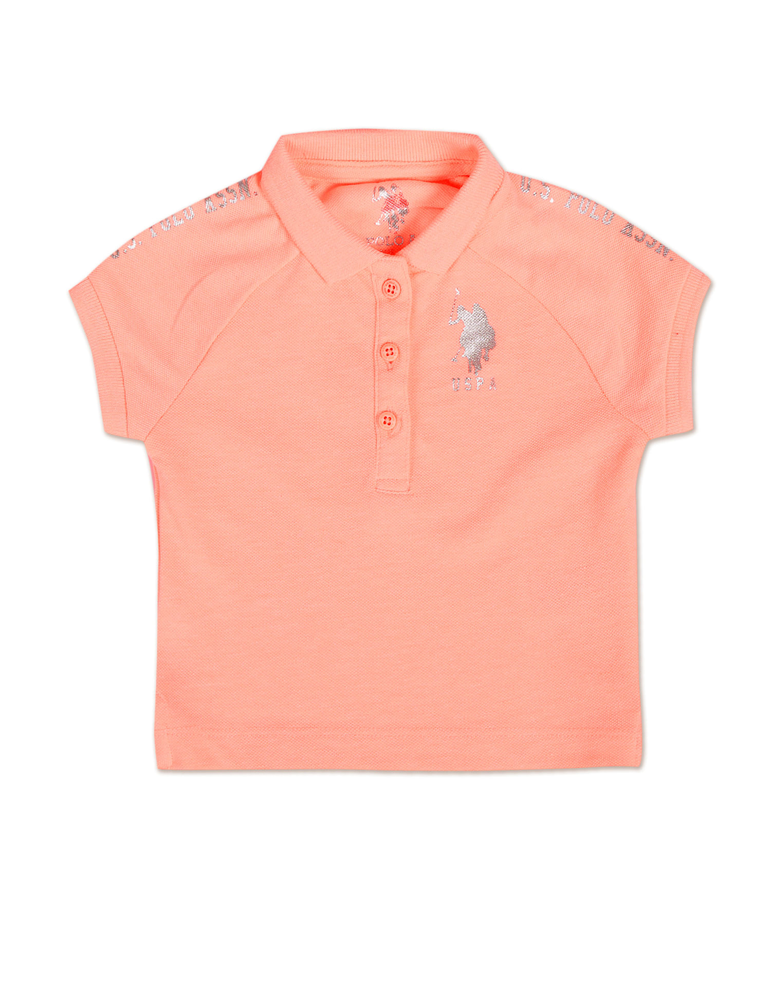 U.S. Polo Assn. Kids Girls Ribbed Collar Pique Polo Shirt