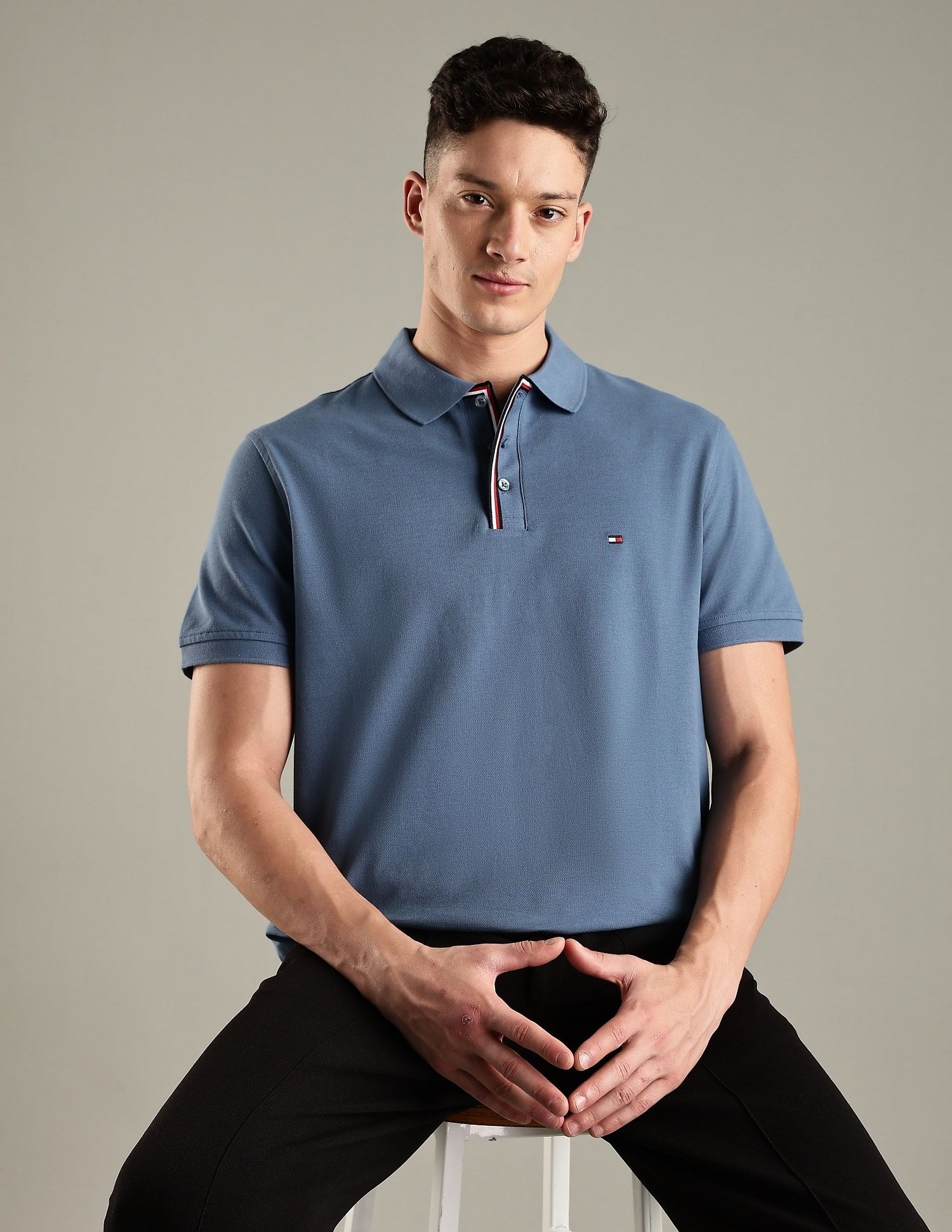 Tommy Hilfiger Solid Regular-Fit Cotton Polo Shirt