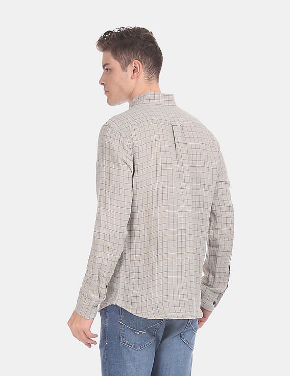U.S. Polo Assn. Button Down Collar Check Linen Casual Shirt