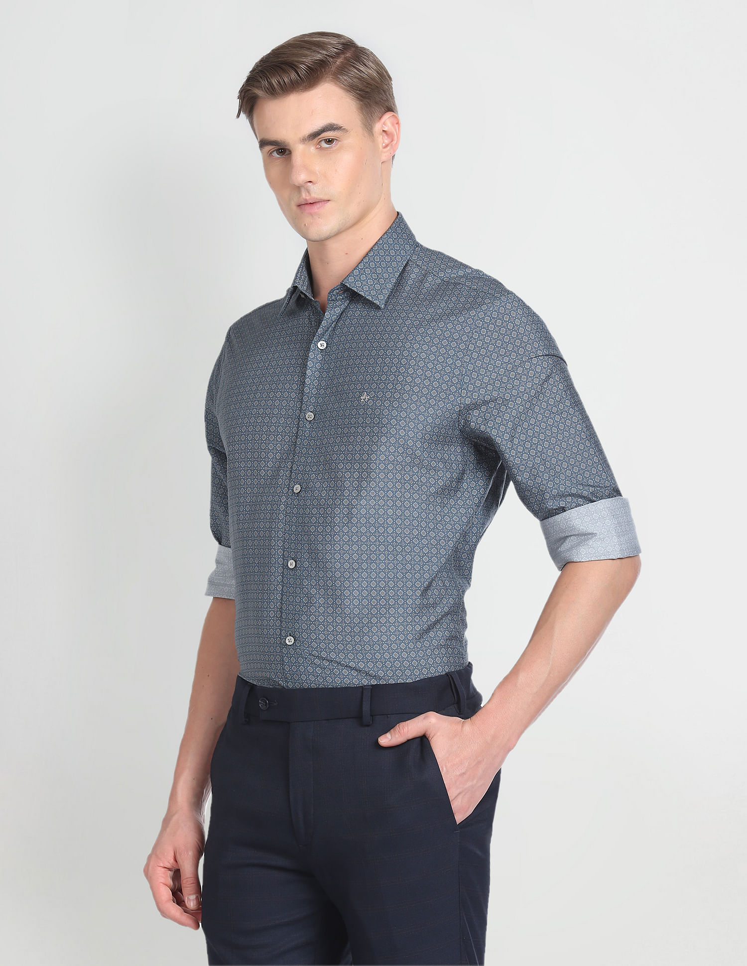 Arrow Geometric Sateen Formal Shirt