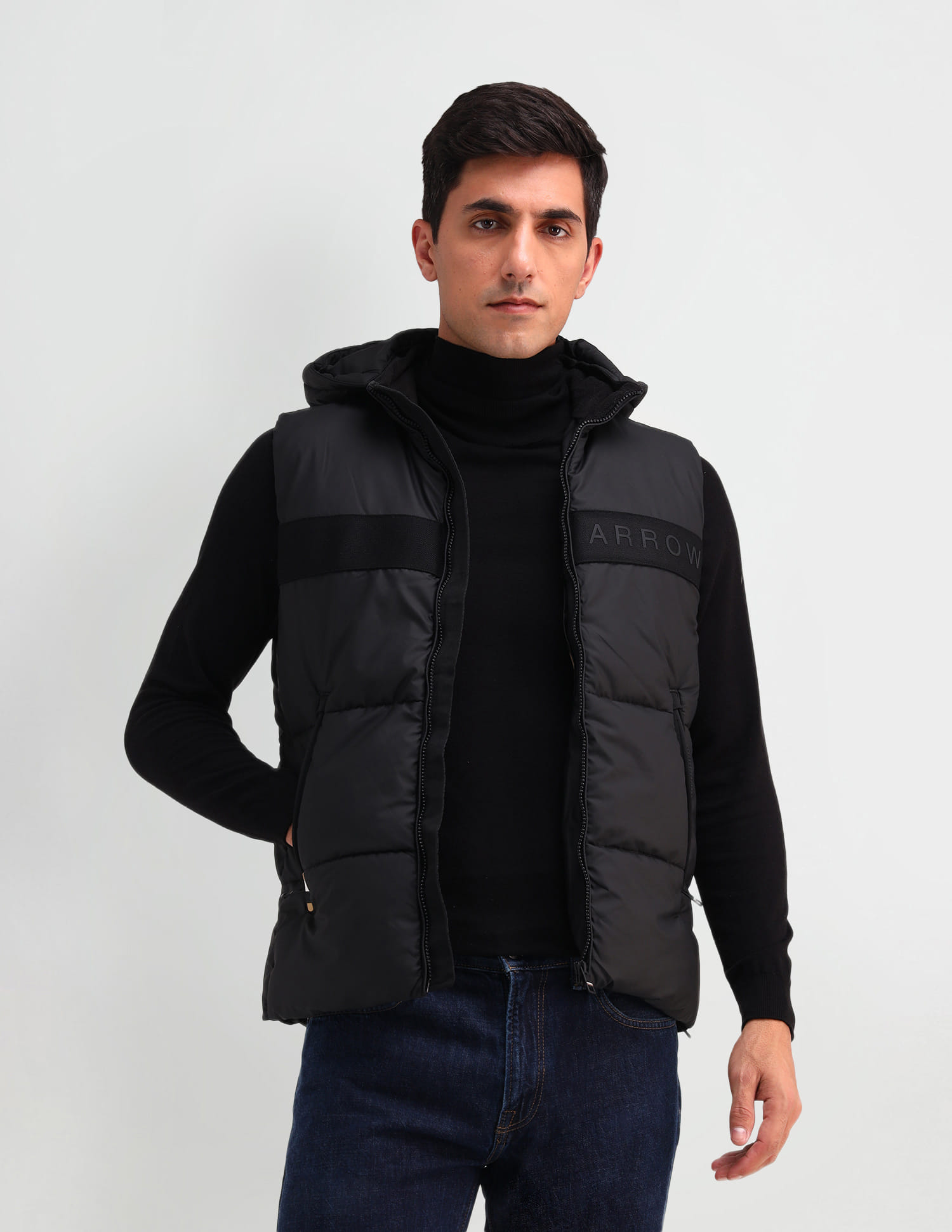 Buy Arrow Sport Sleeveless With Hood Padded Jacket