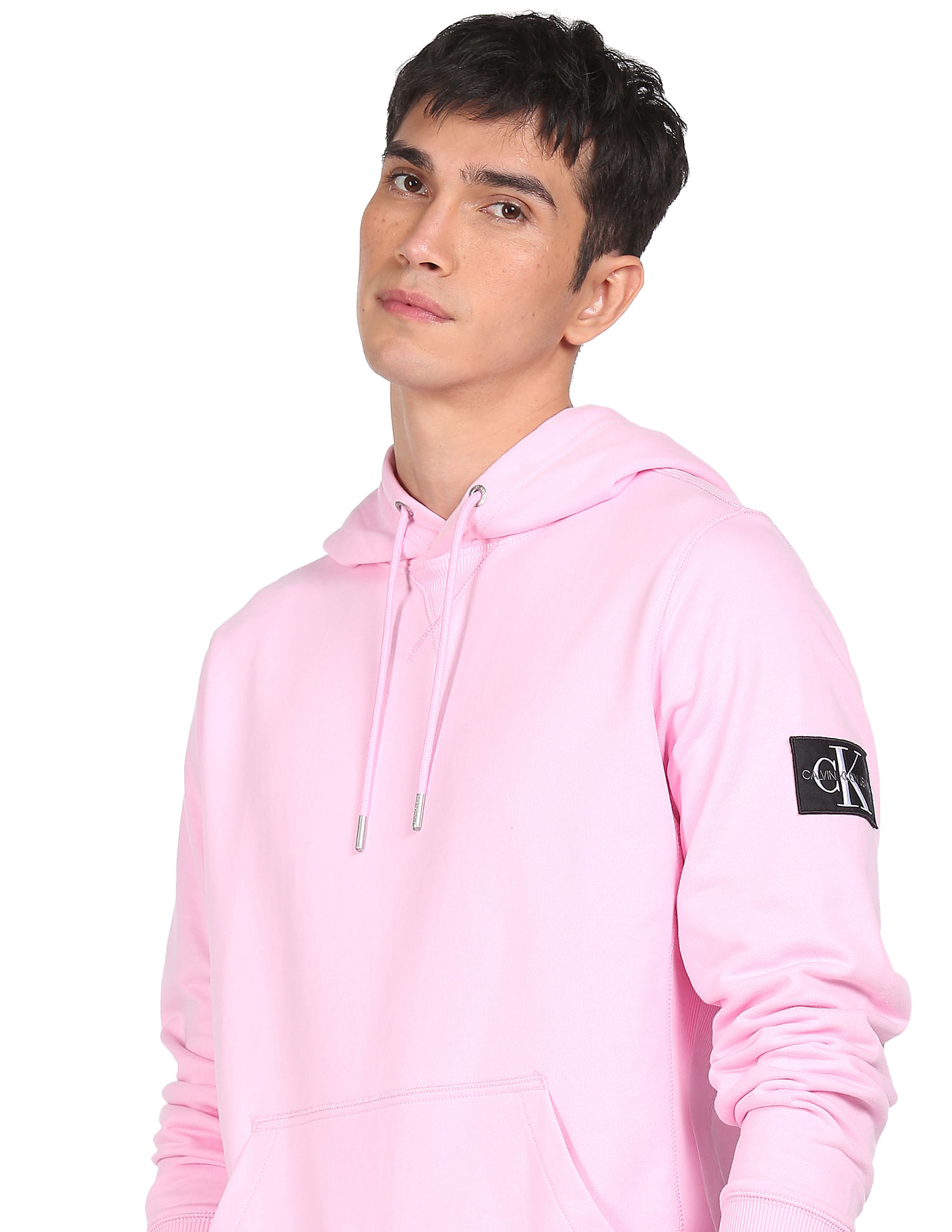 Buy Calvin Klein Jeans Men Pink Crew Neck Monogram Sleeve Badge Sweatshirt NNNOW