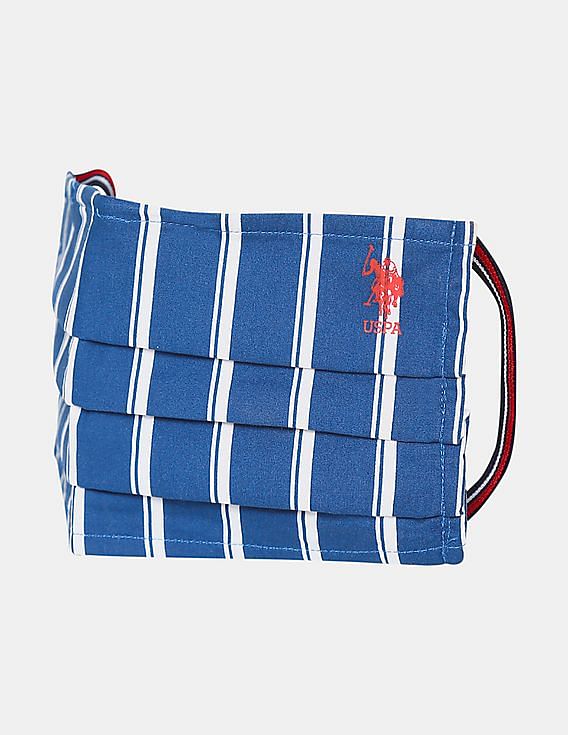 U.S. Polo Assn. Unisex Adults Assorted Triple Layer Reversible Anti Bacterial Reusable Face Masks - Pack Of 3