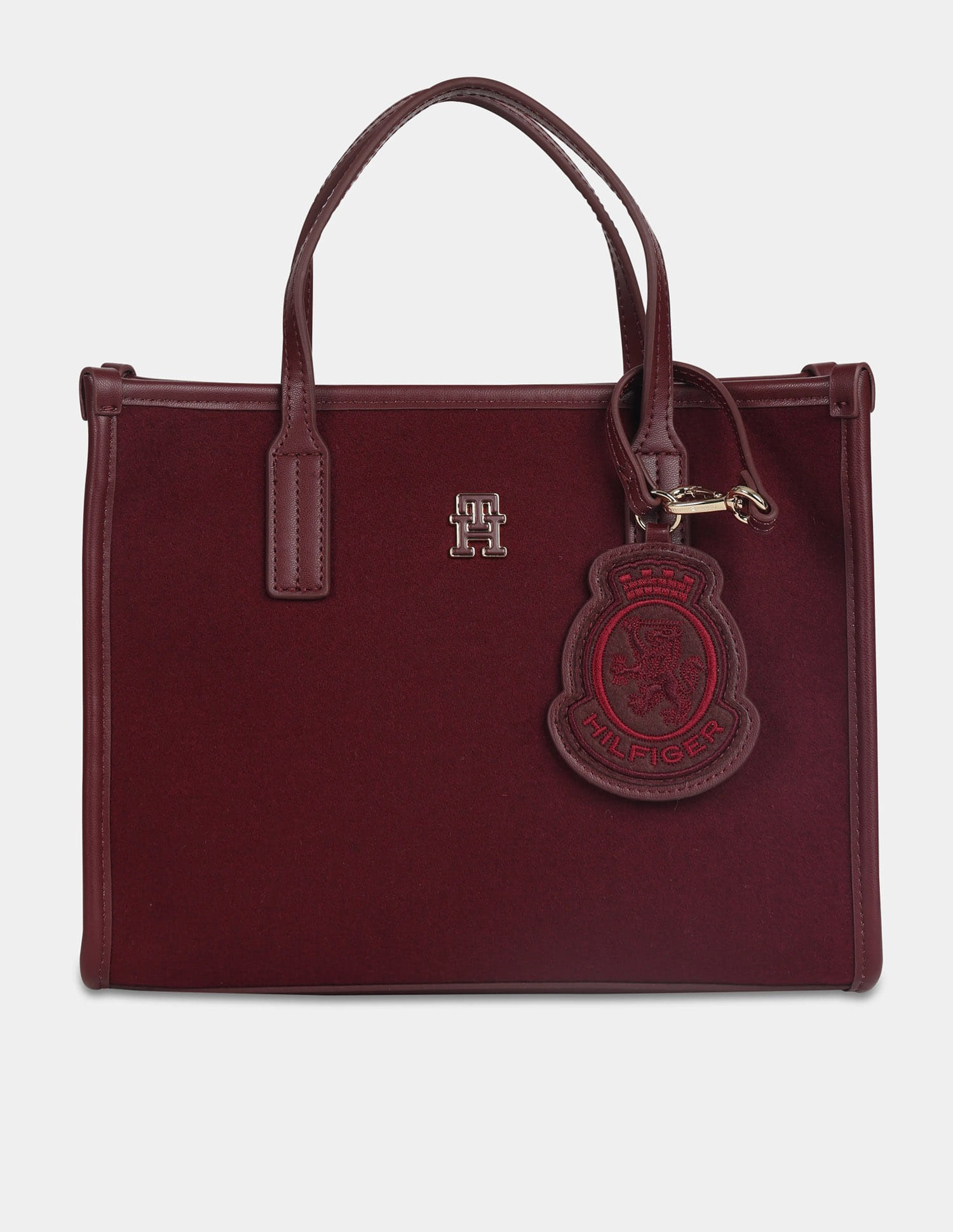 Buy Tommy Hilfiger Solid Red Pu Handbag