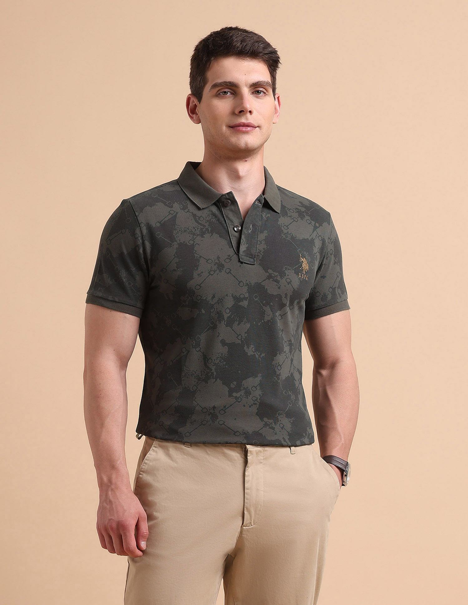 U.S. Polo Assn. Denim Co. Abstract Printed Pure Cotton Polo Shirt