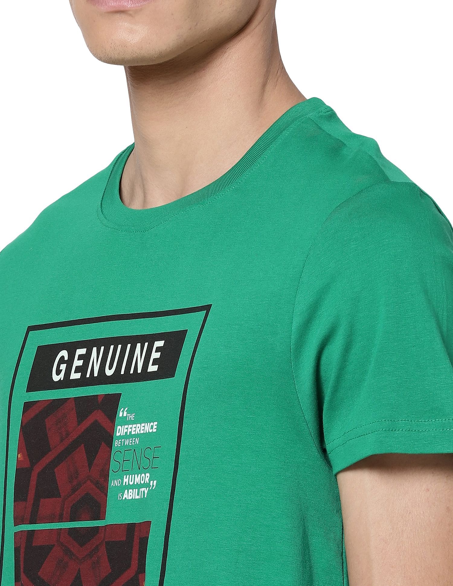 AD by Arvind Crew Neck Graphic Print T-Shirt