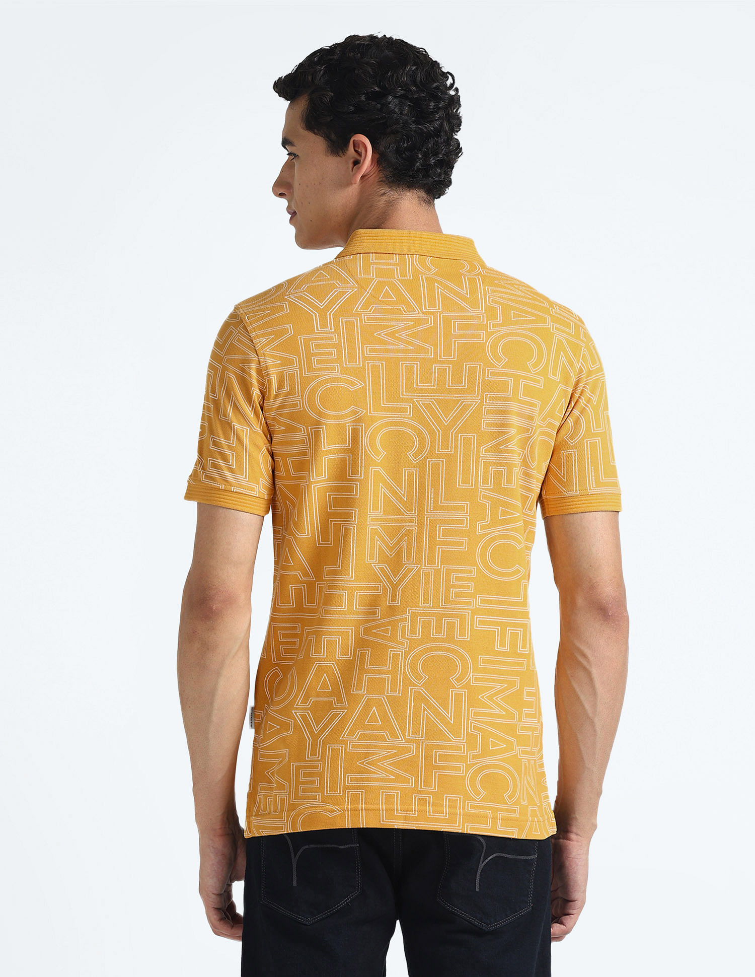 Flying Machine All Over Print Cotton Polo Shirt