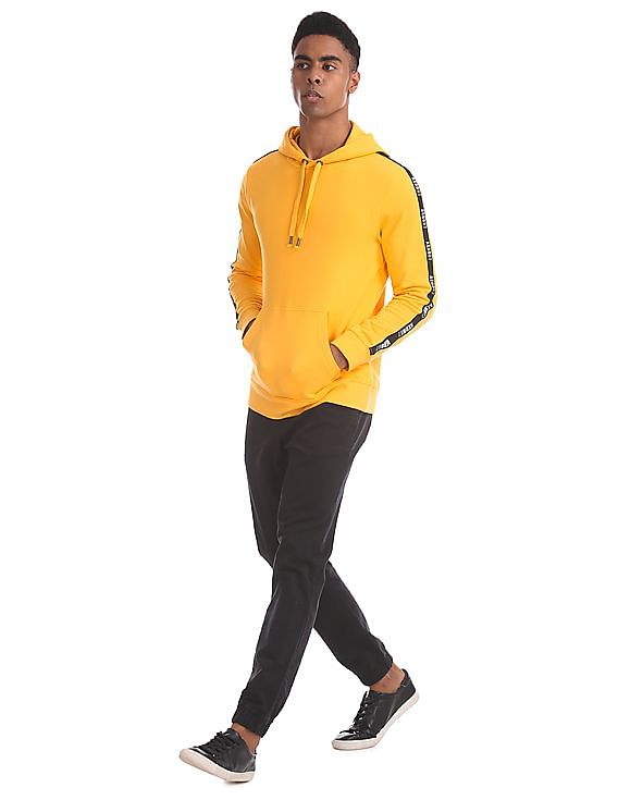 Aeropostale Yellow Side Tape Hooded Sweatshirt