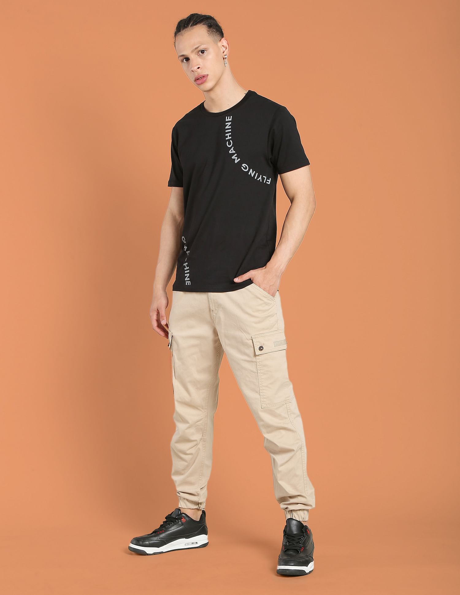 Flying Machine Mid Rise Solid Cargo Utility Trousers