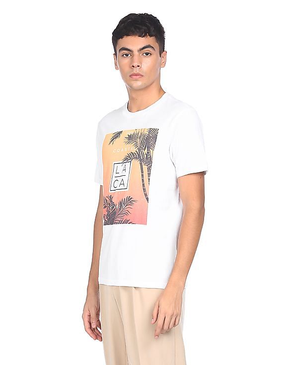 Aeropostale Men White Crew Neck Graphic Print T-Shirt