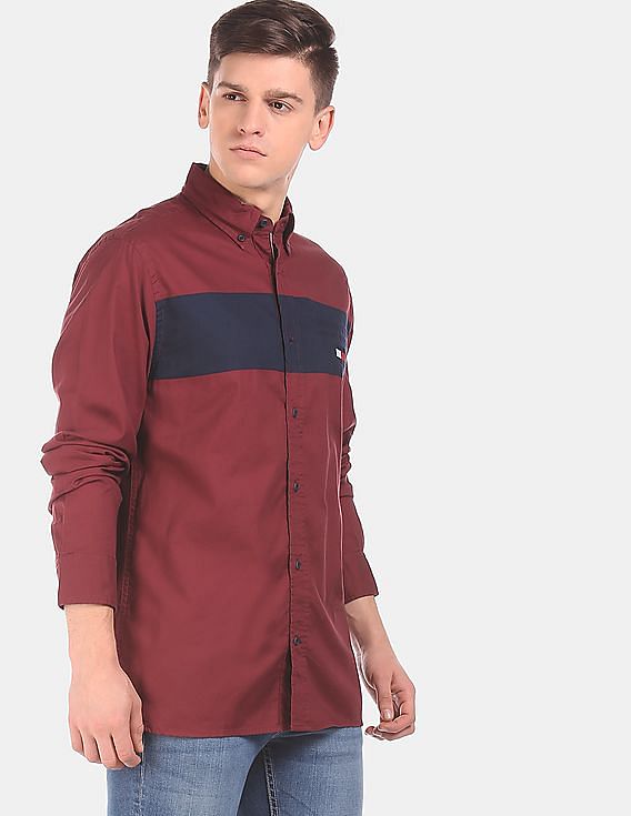 tommy hilfiger maroon shirt