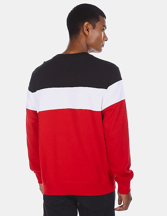 red tape full sleeve color block men sweatshirt