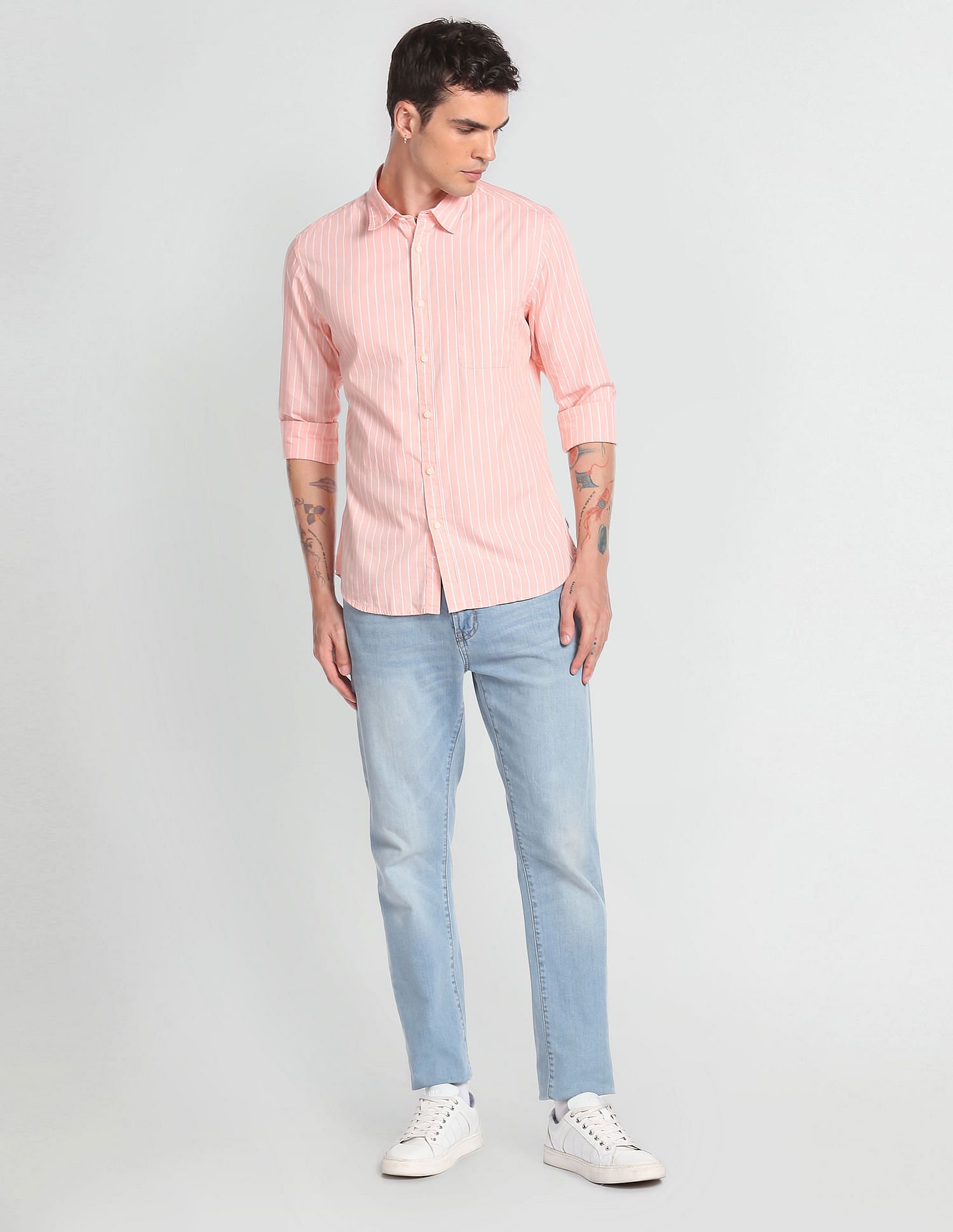 Flying Machine Vertical Stripe Slim Fit Shirt