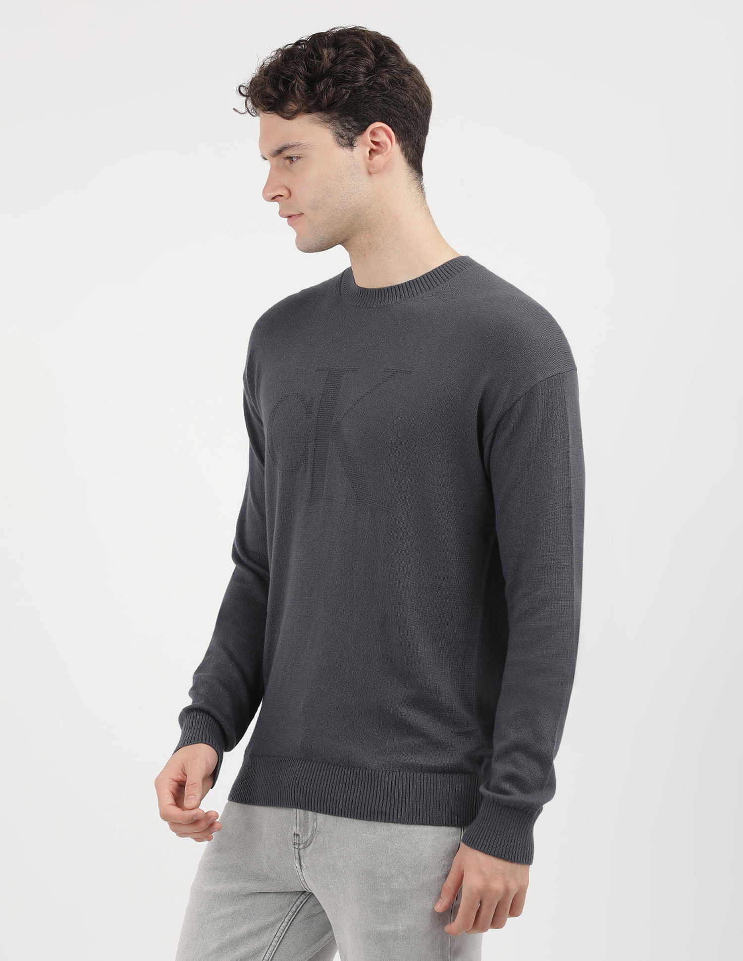Calvin Klein Jeans Intarsia Mix Stitch Logo Sweater