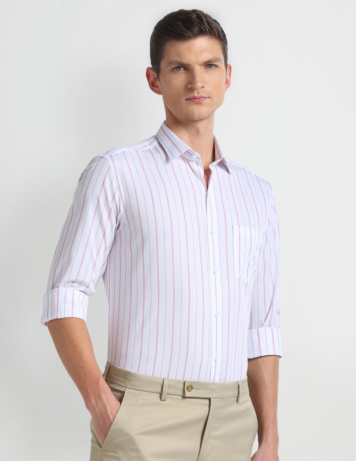 Arrow Pure Cotton Vertical Stripe Shirt