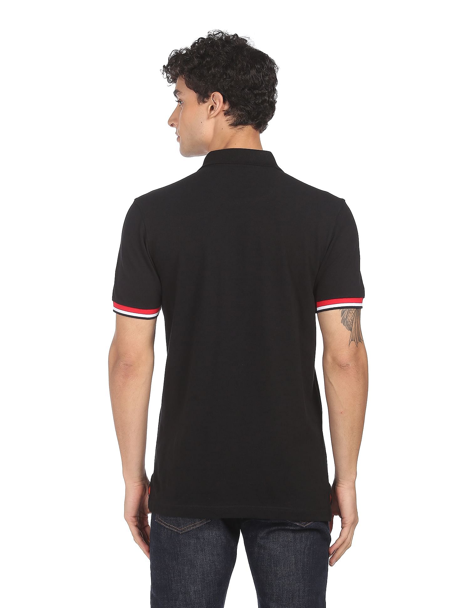 AD by Arvind Cotton Solid Polo Shirt
