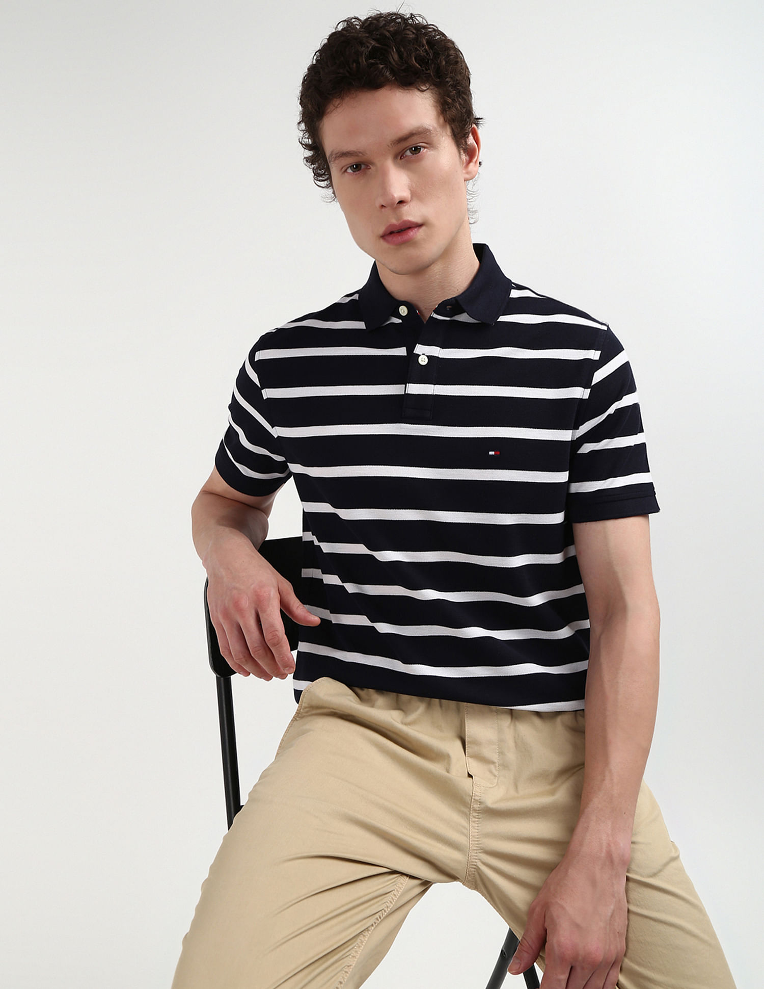 Tommy Hilfiger Horizontal Stripe Cotton Polo Shirt