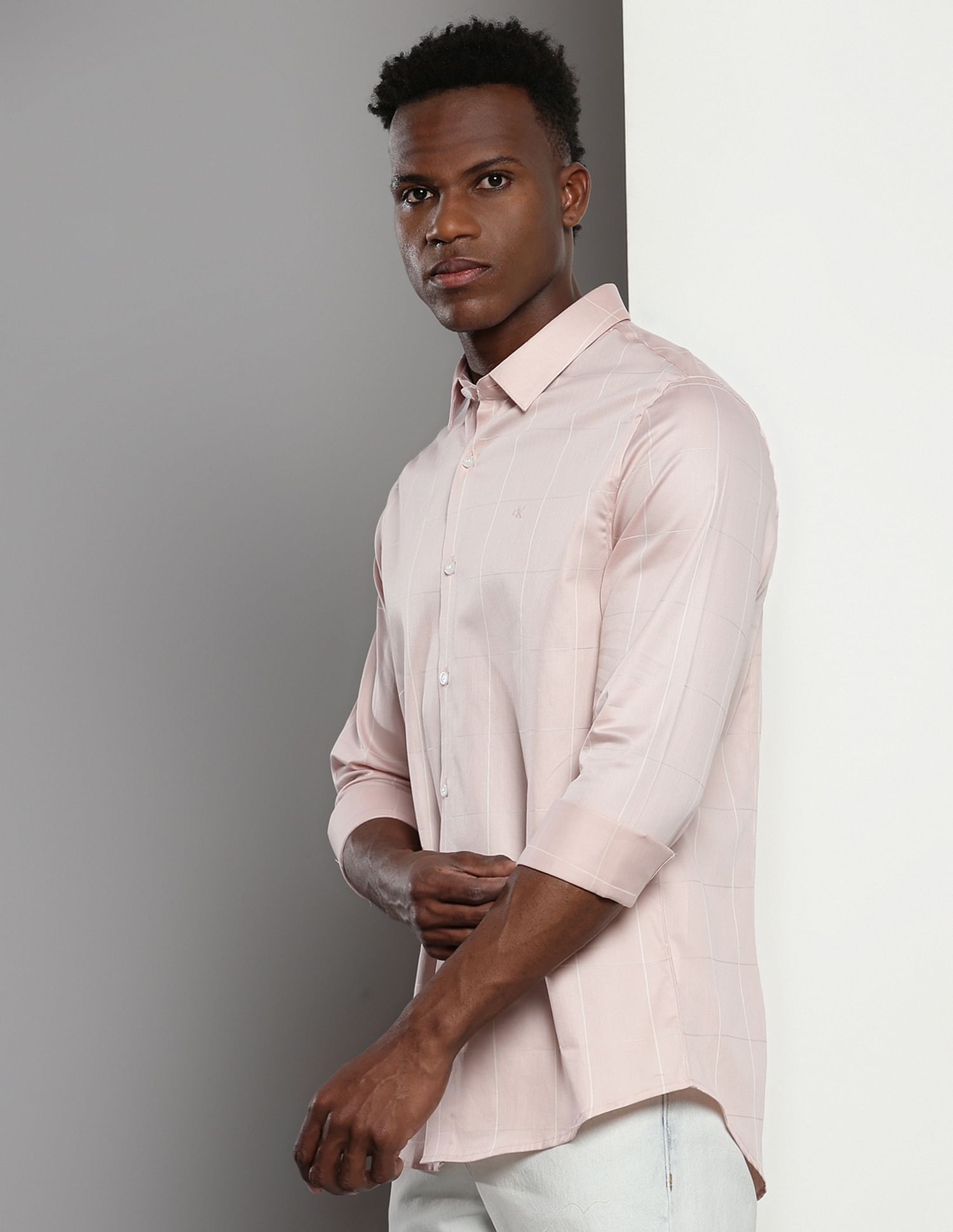 Calvin Klein Sateen Windowpane Check Shirt