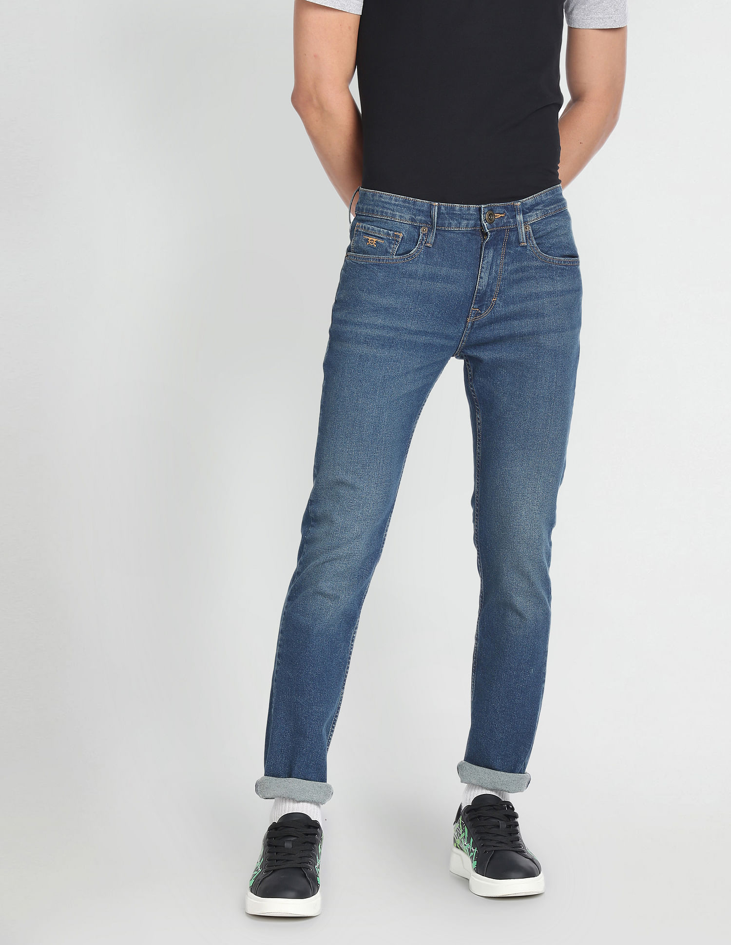Flying Machine Freddie Slim Straight Fit Stone Wash Jeans