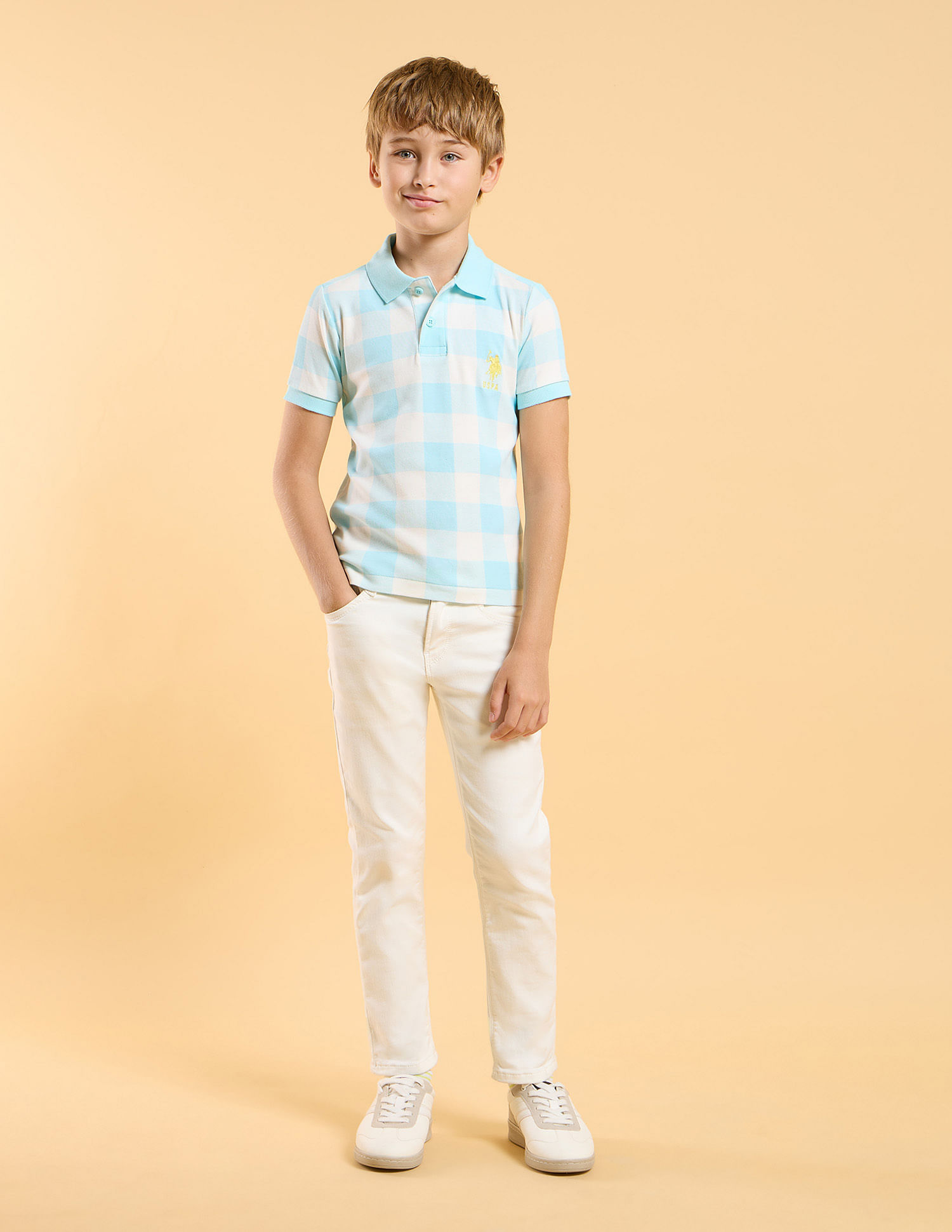 U.S. Polo Assn. Kids Boys Checked Regular Fit Polo Shirt