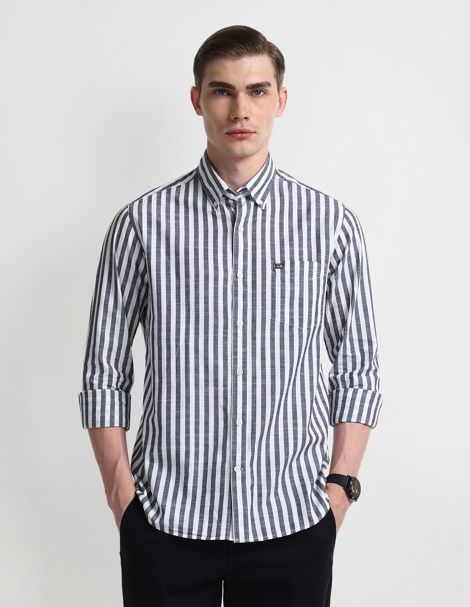 Arrow Sport Slim Fit Vertical Stripes Shirt