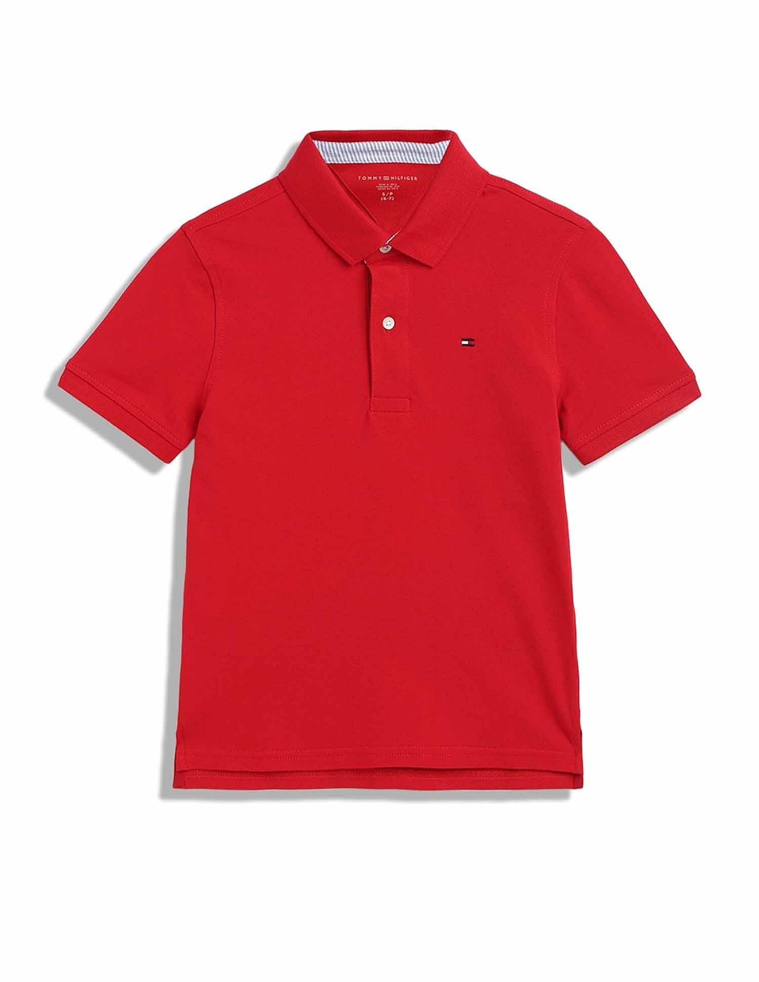 Tommy Hilfiger Kids Boys Solid Regular-Fit Cotton Polo T-Shirt