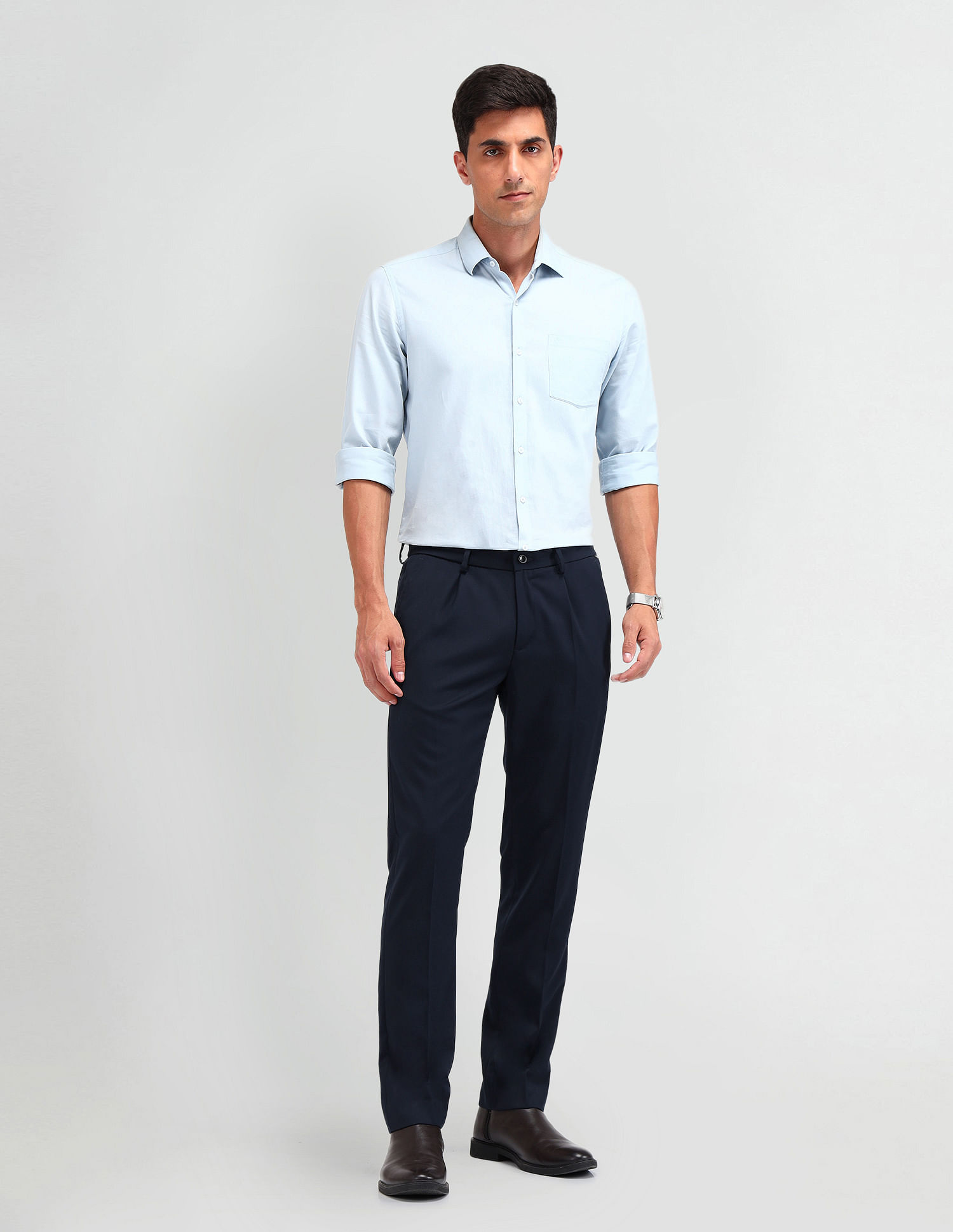 Arrow Newyork Slim Fit Solid Trousers