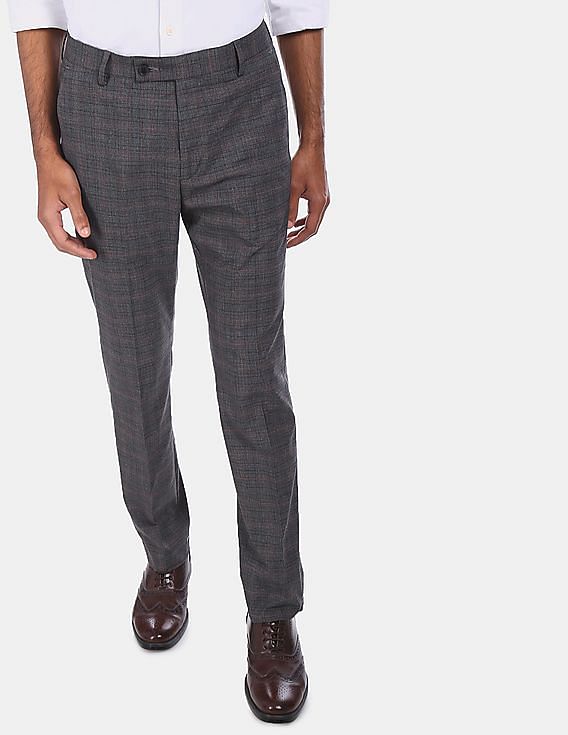 SOJANYA Formal Trousers  Buy SOJANYA Men Cotton Blend Charcoal Grey  Grey  Checked Formal Trousers Online  Nykaa Fashion